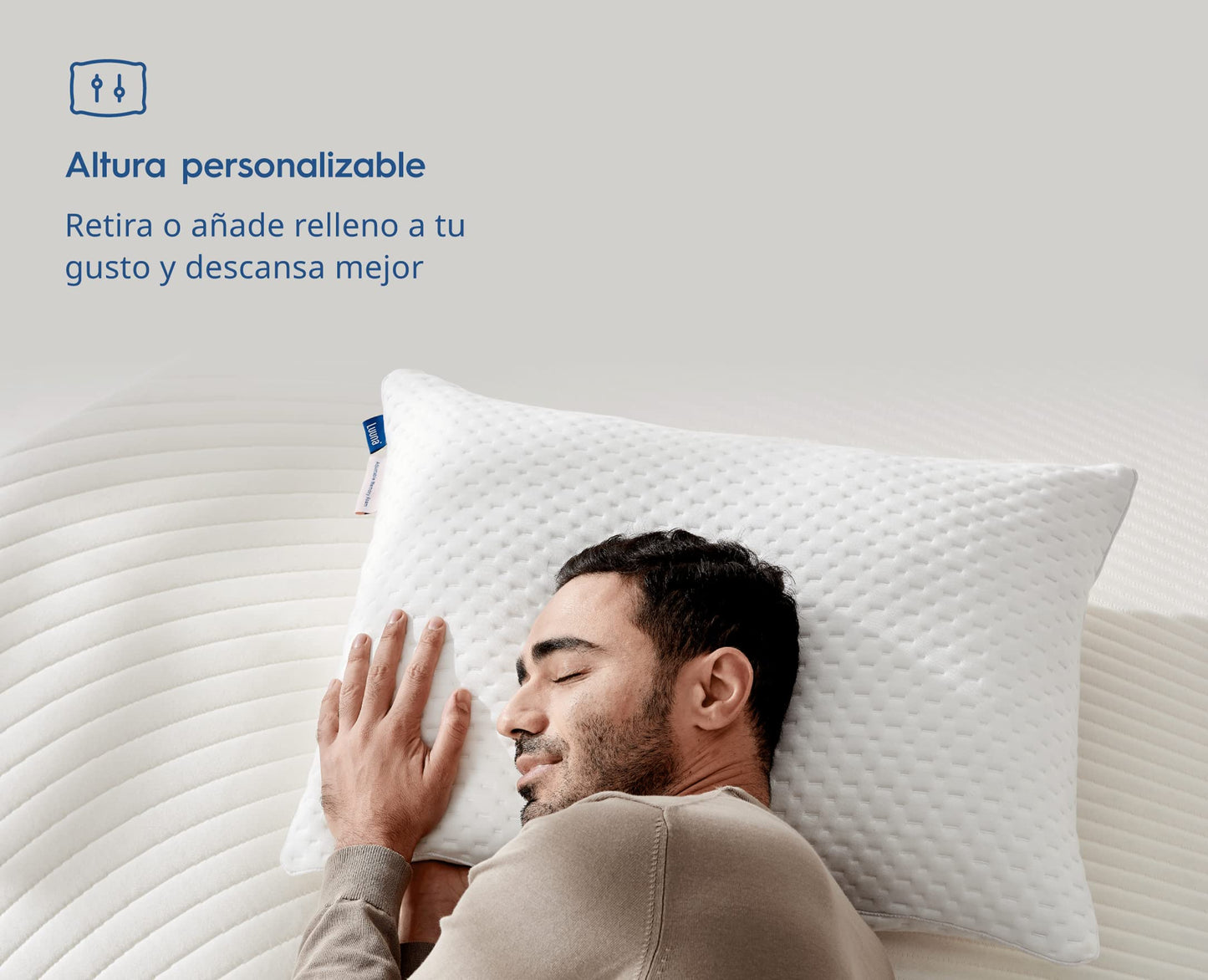 Luuna Almohada 2 Pack Estándar, Almohada Ajustable Firme, Memory Foam, Funda Lavable, Suavidad y Frescura Garantizada para tu Descanso, Paquete de 2 Almohadas