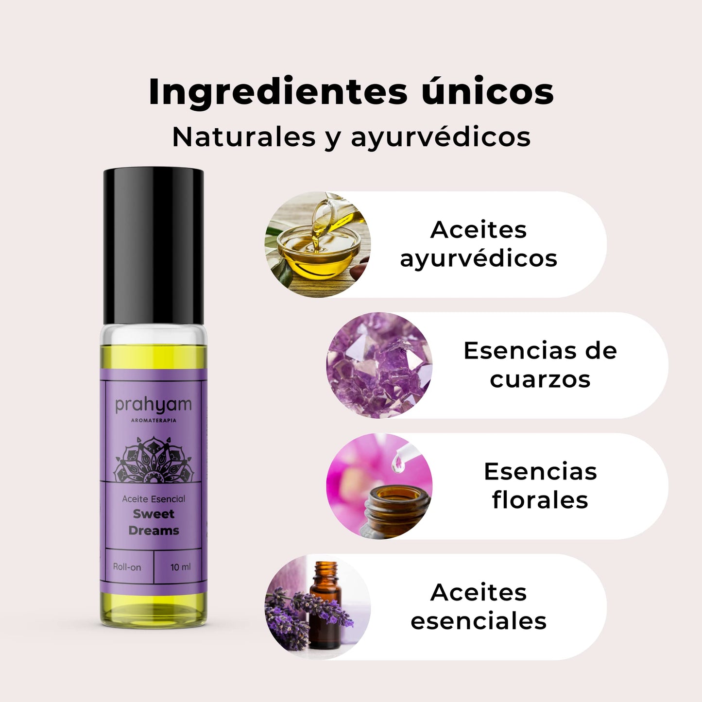 Aceite Esencial Roll On PRAHYAM Sweet Dreams 10 ml para Cuerpo, Estrés y Relajación para Mujer Adulta