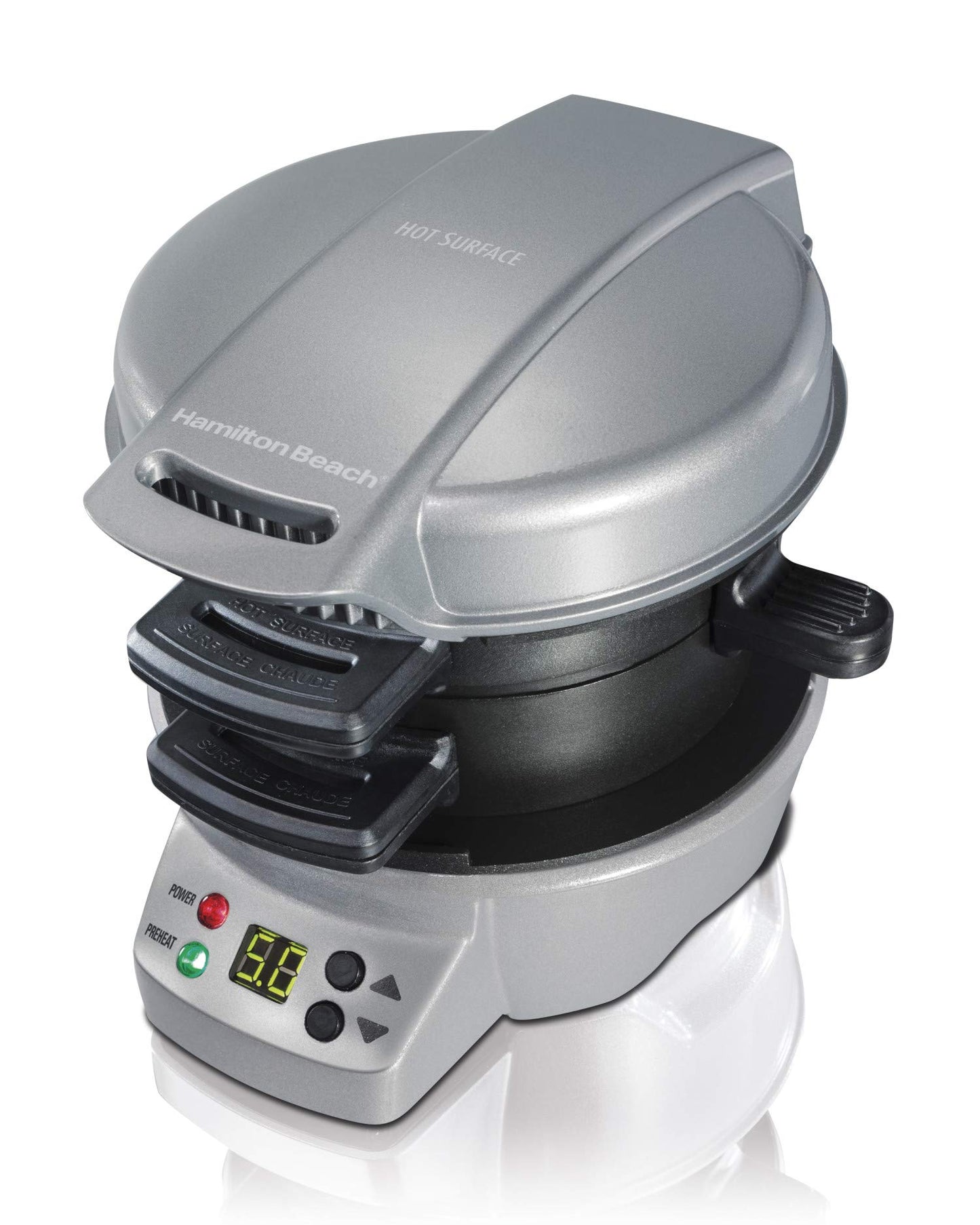 Hamilton Beach 25475 Sandwichera para desayuno, gris, Plateado, Single w/Timer, 1