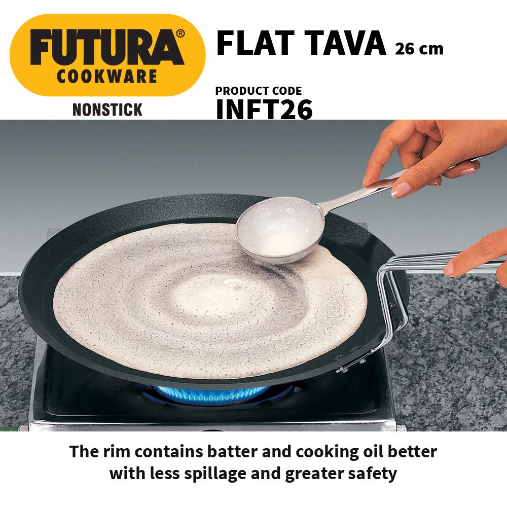 Hawkins Futura - Parrilla de tava plana antiadherente compatible con inducción, 10 pulgadas de inducción, color negro,