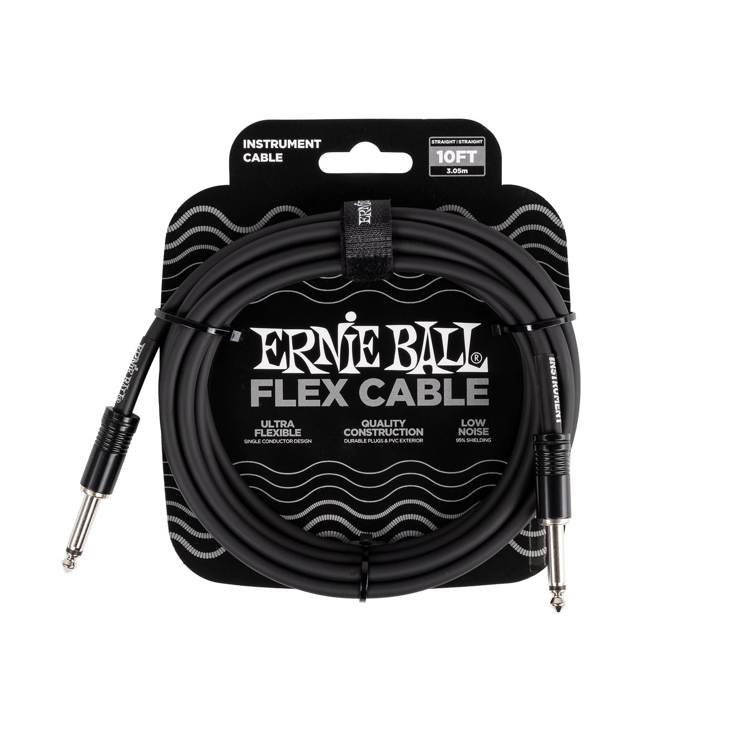 Ernie Ball Flex Cable para instrumentos, recto/recto, 6.1m - negro