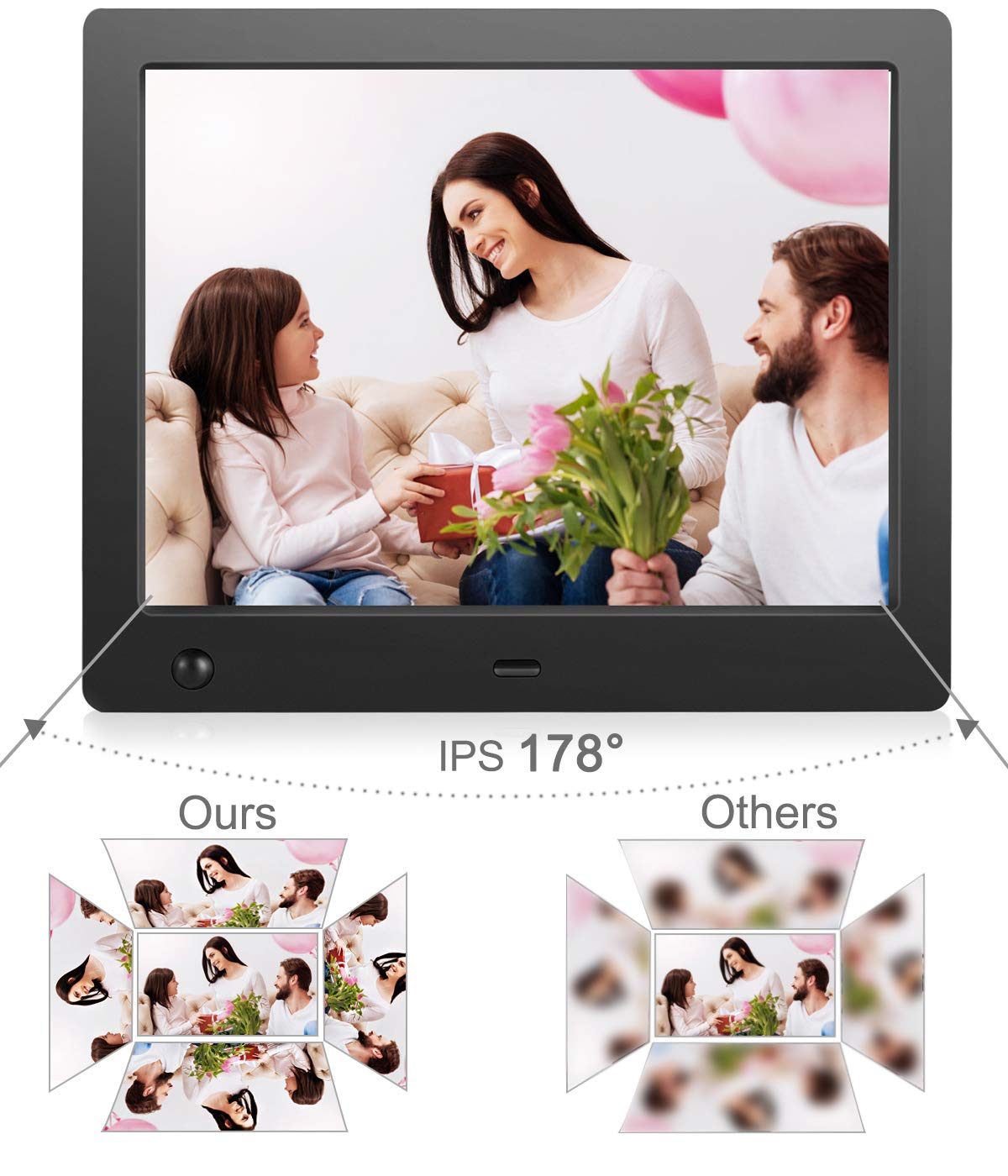 Digital Picture Frame 8 inch Electronic Digital Photo Frame with High Resolution 1024x768 IPS LCD and Motion Sensor/1080P 720P Video Player/Calendar/Time/Remote Control/Best for Gift or Present