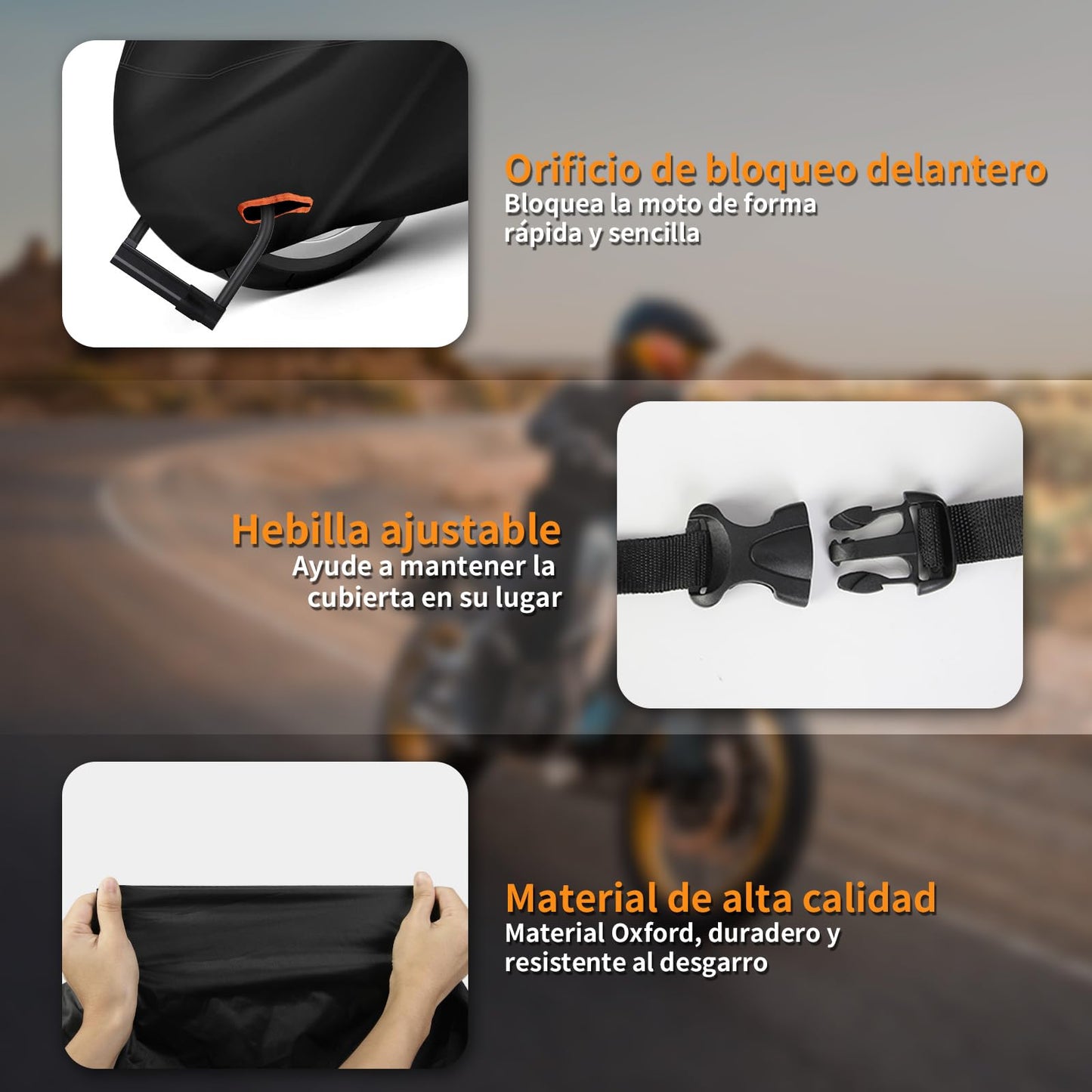 KTMOUW Funda para Moto Motocicleta 210D Impermeable Cubierta para Moto con Tiras Reflectantes Funda para Motoneta Protección contra el Polvo, Escombros, Lluvia y Clim