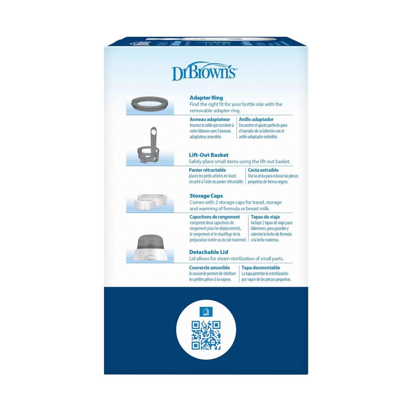 Calentador y Esterilizador Dr. Brown's Insta-Feed Blanco para Biberones y Tarros de Comida para Bebés