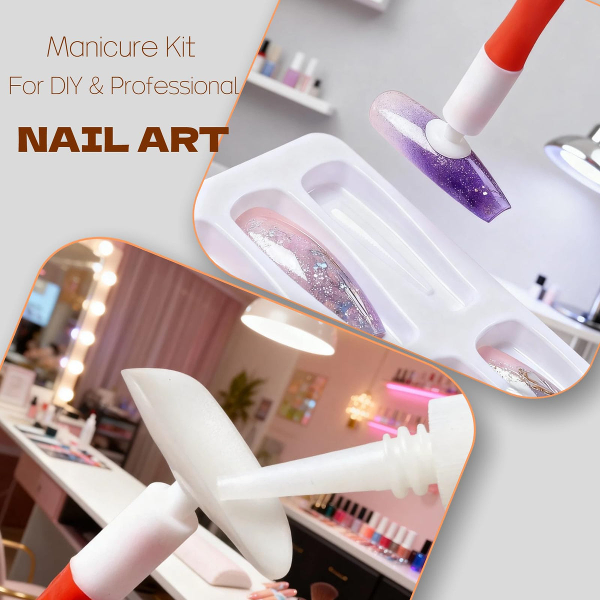 Herramientas para Presionar Uñas VONMAOGU en Silicona, Doble Extremo y Palanca para Manicura DIY