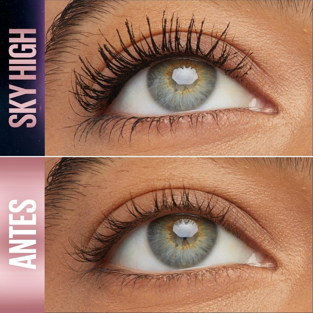 Maybelline, Mascara de pestañas lavable y brinda alargamiento Lash Sensational Sky High negro, 6ml
