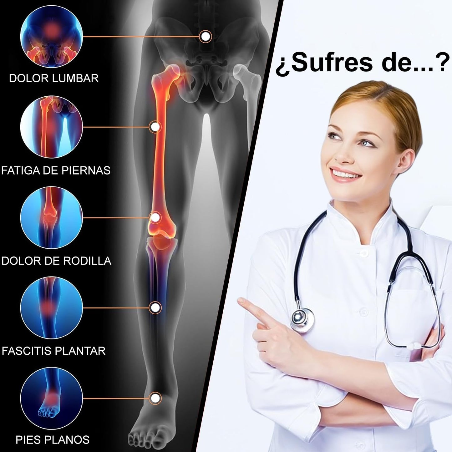 Plantillas Ortopédicas de Gel para Pie Plano con Memory Foam para Aliviar Dolor de Pies para Hombre