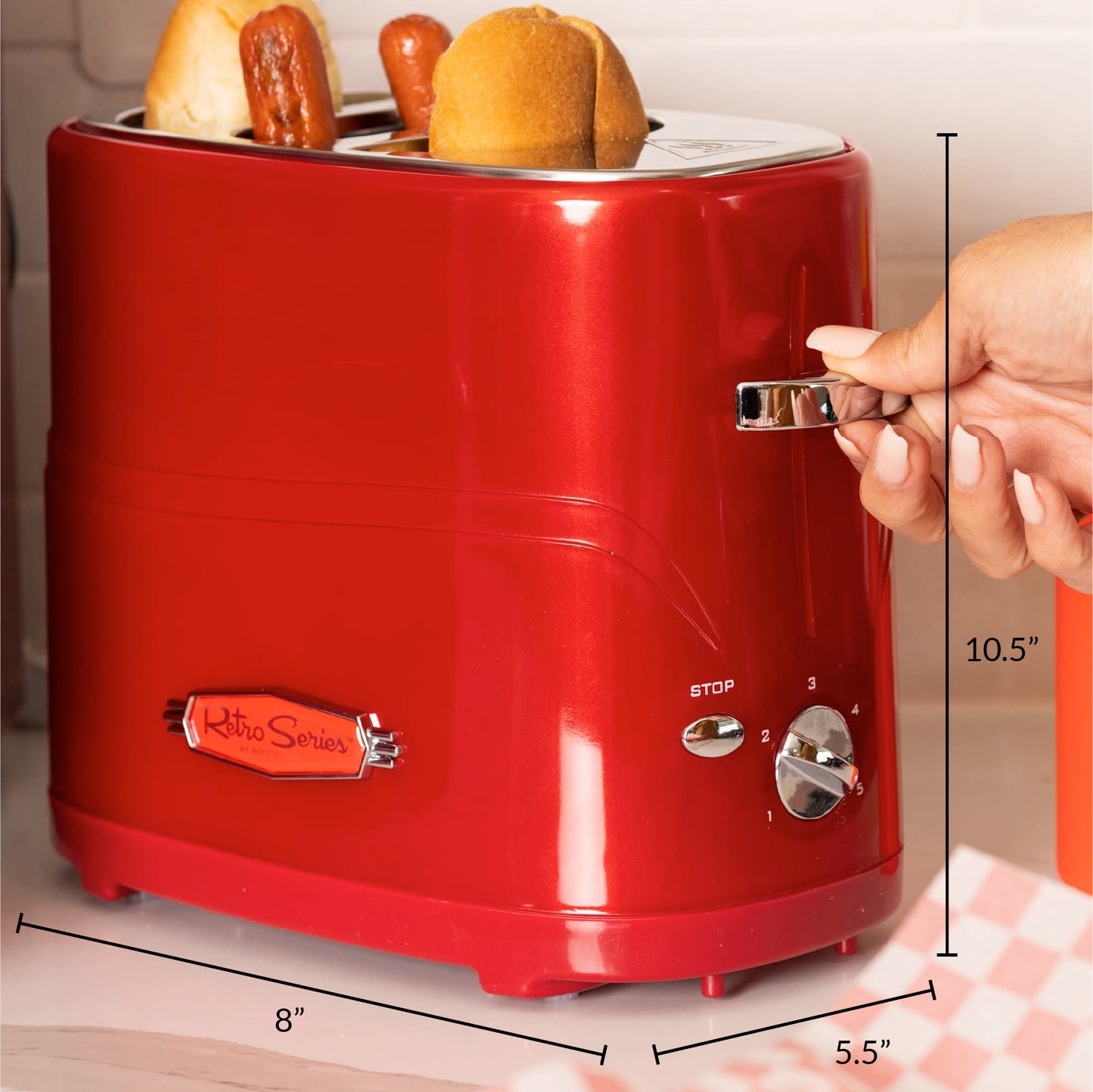 Nostalgia hdt600retrored Retro Series Pop-up Hot Dog tostador, rojo