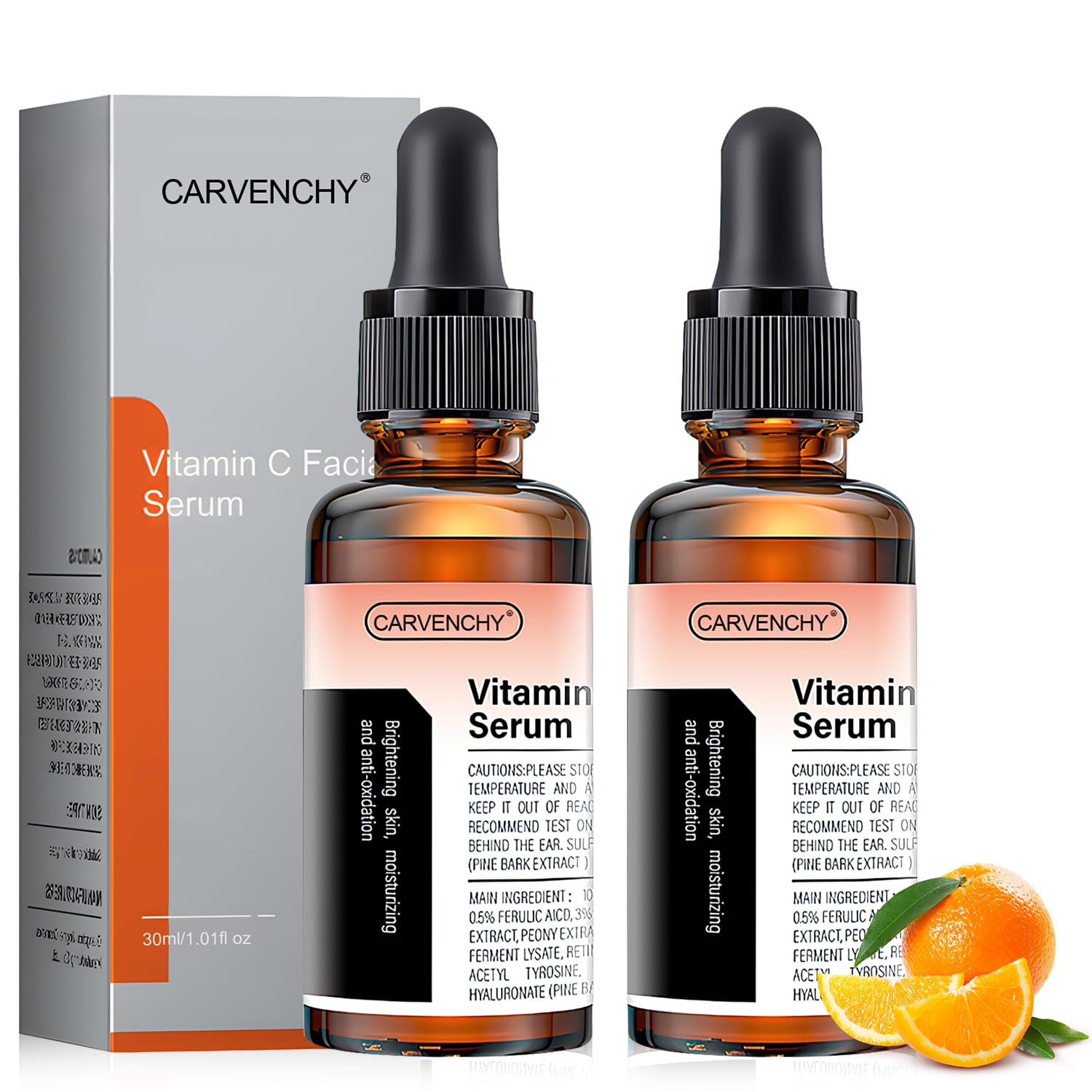 Suero Facial Vitamina C Carvenchy - Hidratación Profunda Antienvejecimiento - 2 Piezas - Suero Antiarrugas para Piel Radiante y Humectada.