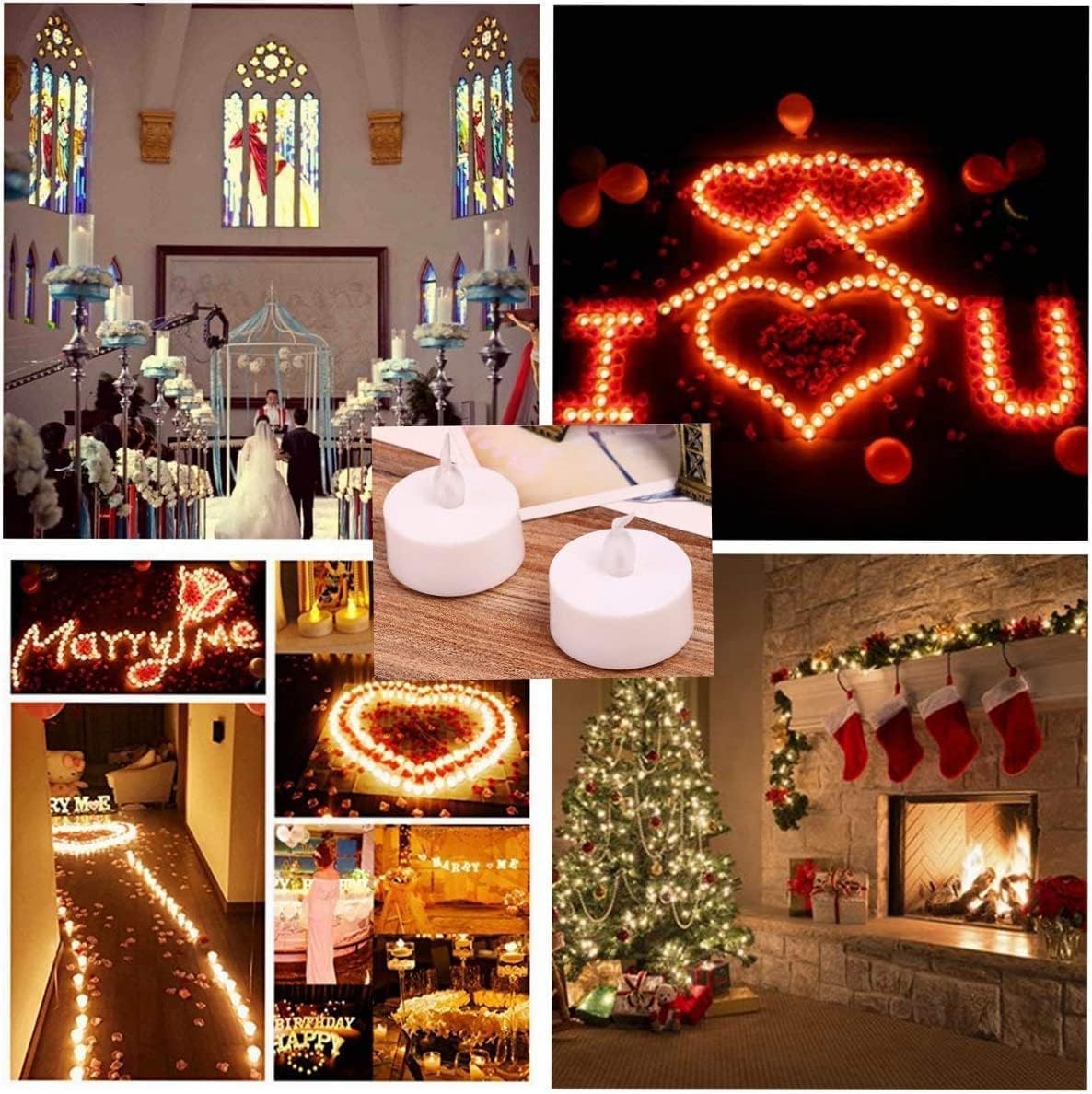 Anziner - Paquete de 100 velas de té LED sin llama realistas y brillantes que duran 200 horas más largas que funcionan con pilas, luces de té eléctricas para bodas, Halloween, Navidad (amarillo