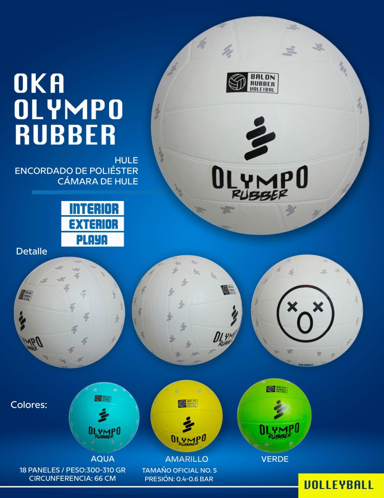 Balón Voleibol Oka Olympo Rubber N°5 Interior Y Exterior (Verde)