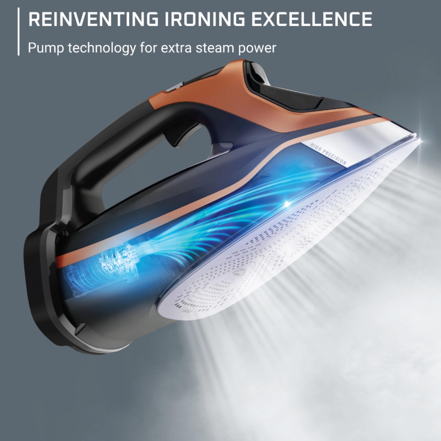 Rowenta Iron - Plancha de vapor Steam Force Pro para ropa, 1850 vatios, 5 presintonías de visualización inteligente, suela de acero inoxidable, planchado de mano de alta eficiencia, cobre negro,