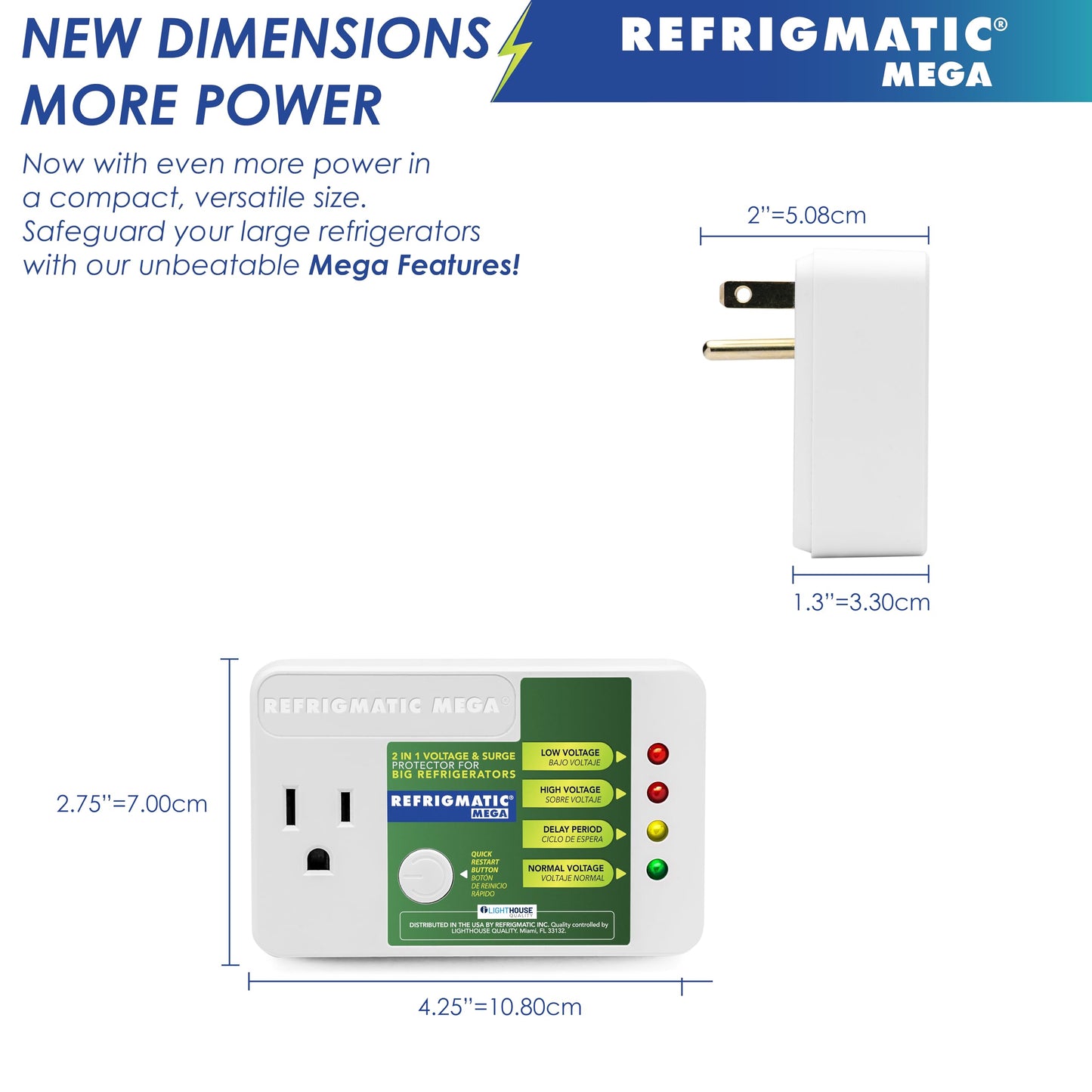Protector de Sobretensiones Refrigmatic MEGA para Refrigeradores Grandes de 27 Pies Cúbicos o Más