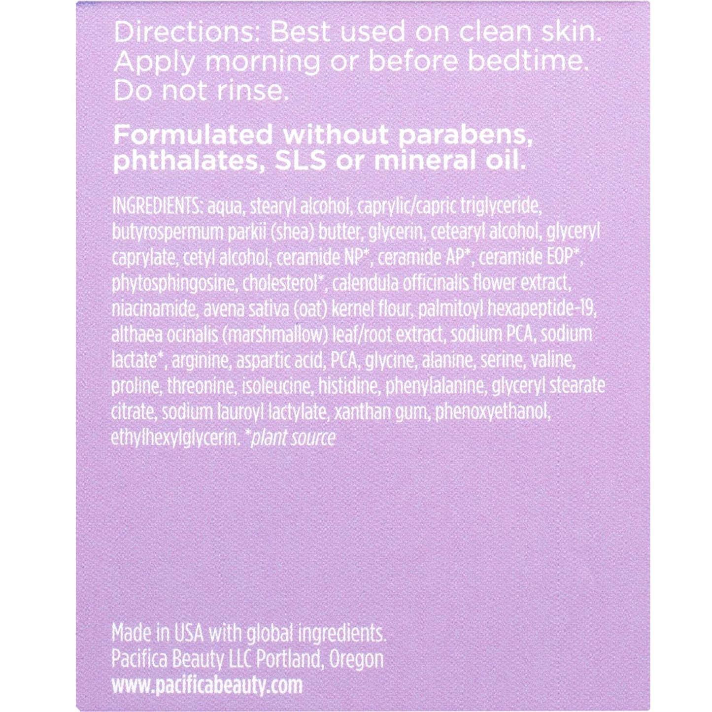 Pacifica Crema facial para reparación de barreras de cerámica vegana, crema hidratante diaria, crema hidratante, aprobada por la asociación ecezma, segura para pieles sensibles, sin fragancia, 100% vegana + libre de crueldad