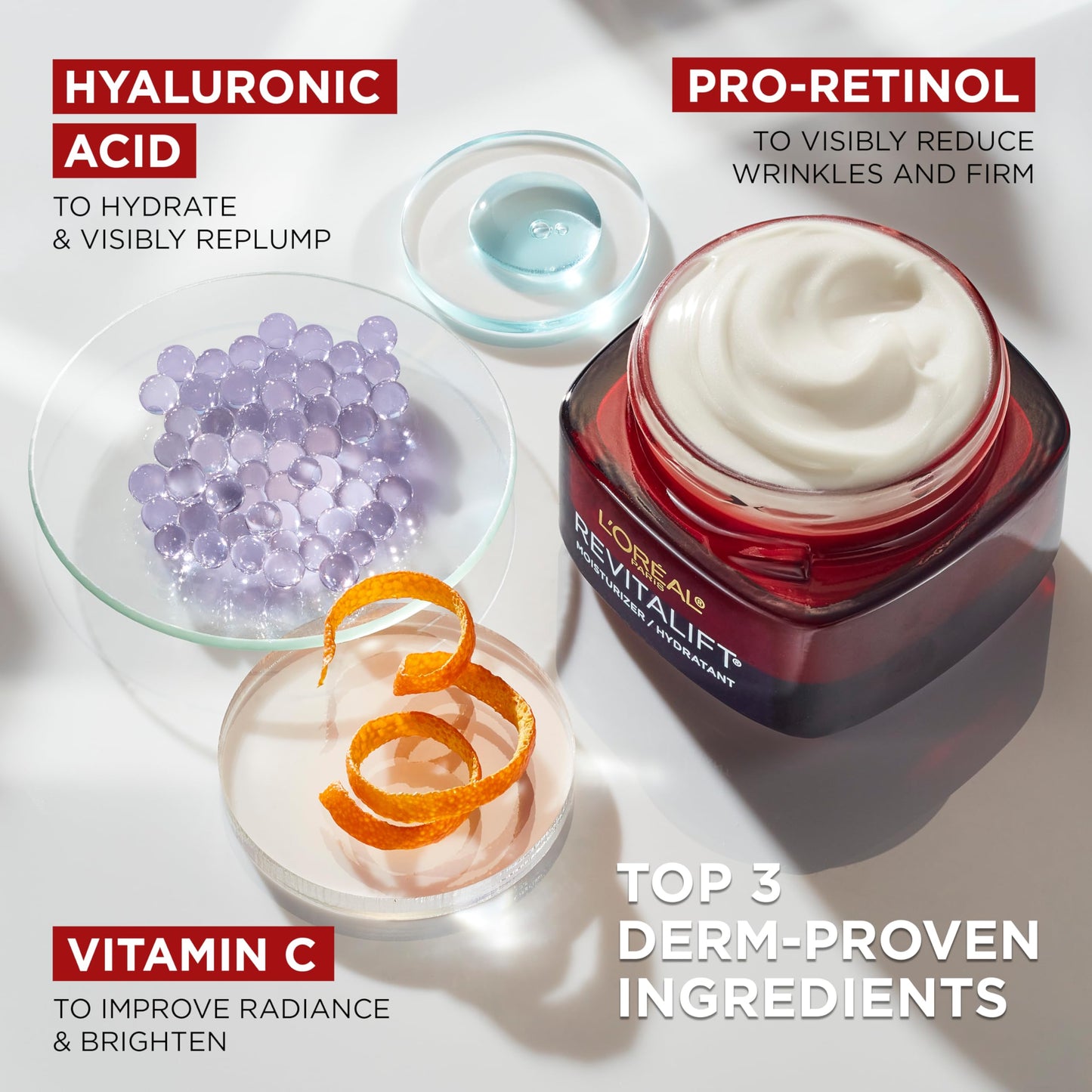 Face Moisturizer By L’Oreal Paris Skin Care I Revitalift Triple Power Fragrance Free Face Cream With Pro Retinol, Hyaluronic Acid & Vitamin C I 2.55 Oz