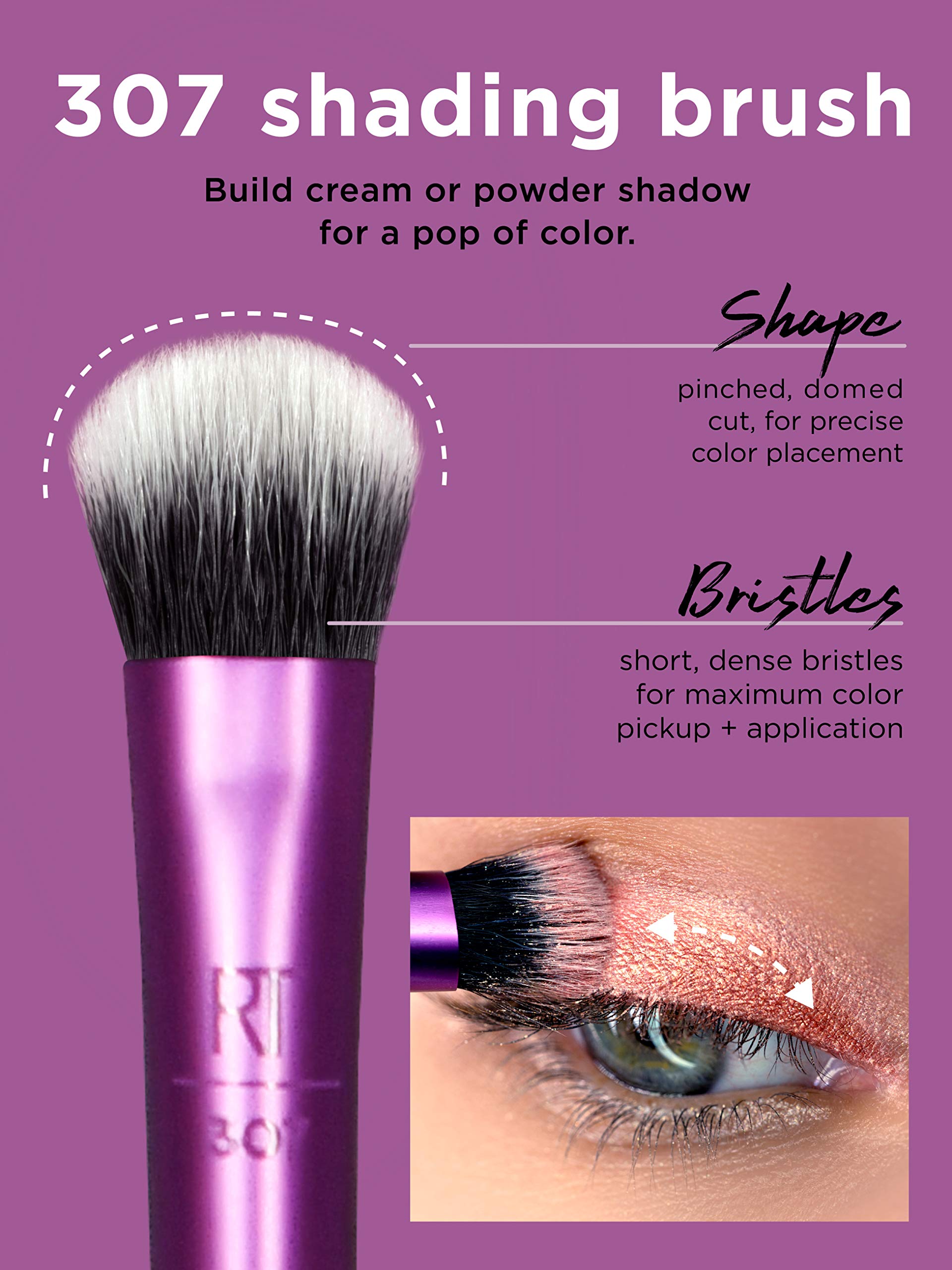 REAL TECHNIQUES, Kit de Brochas de Maquillaje para Ojos, Enhanced Eye Set, Incluye 5 Brochas + Taza para Brochas, Calidad Profesional