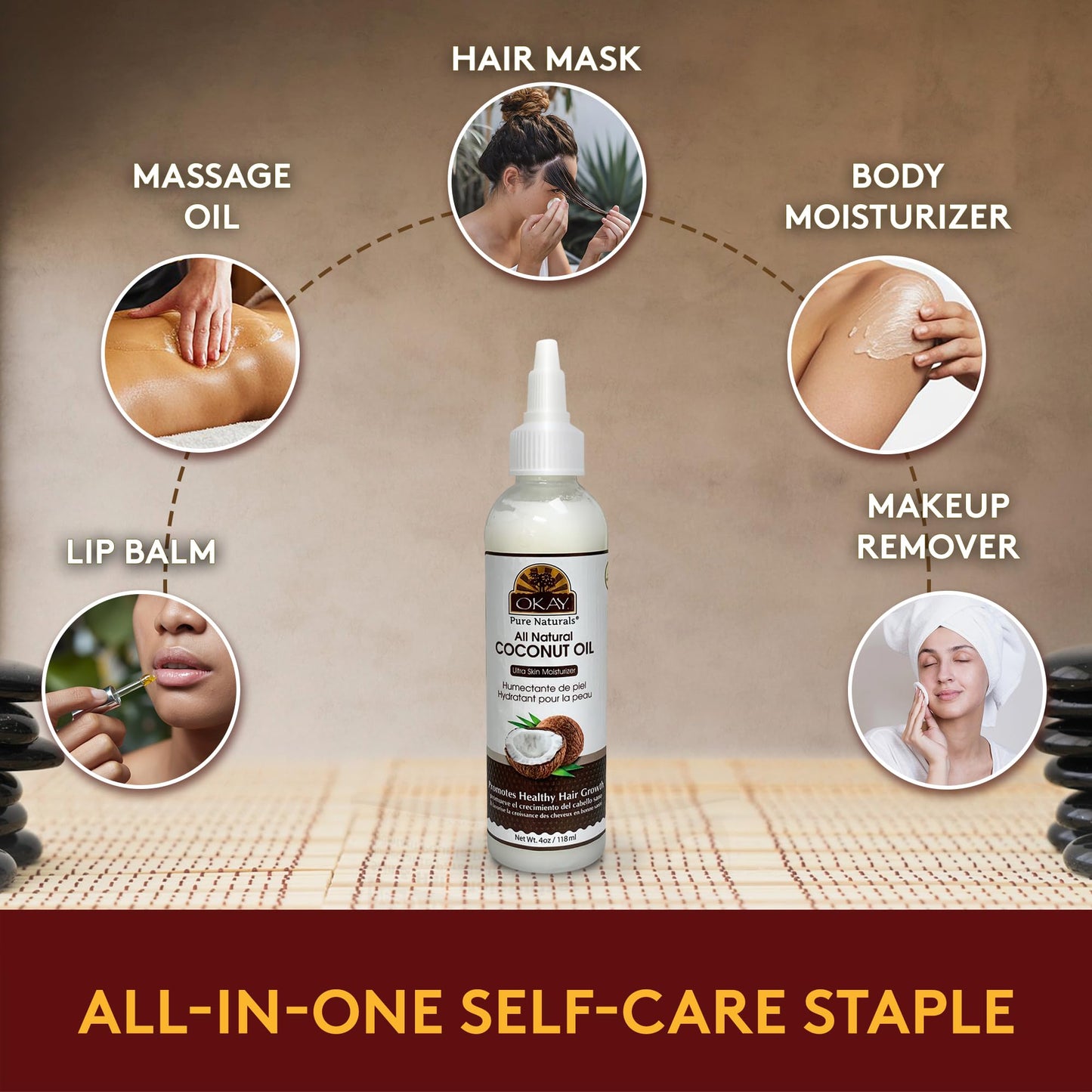 Aceite de Coco Okay Puro para Cabello y Piel 4 oz