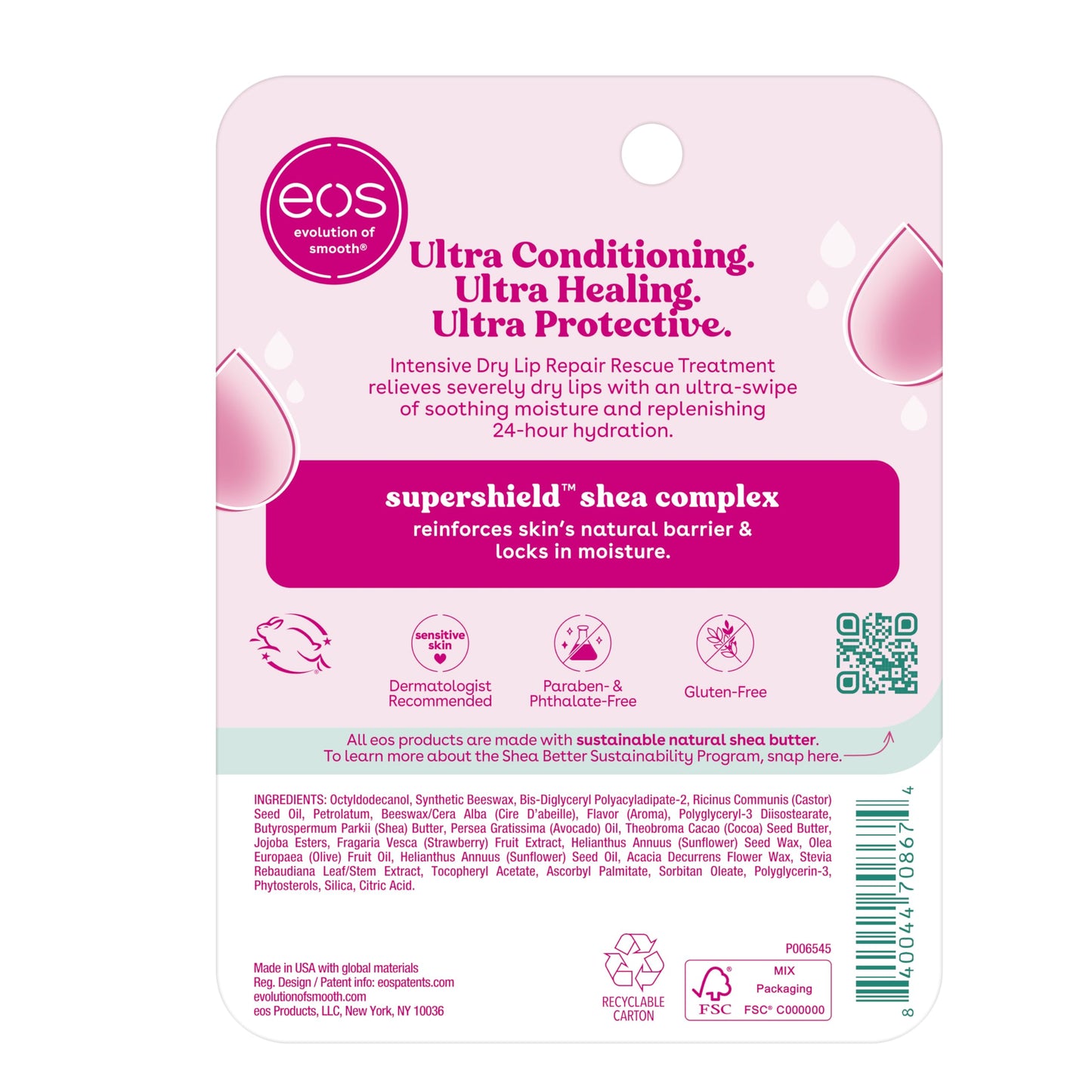 eos Lip Balm - The Hero | Lip Care to Repair and Protect Chapped and Dry Lips | Instant Hydration with Natural Ingredients |Twin Pack of 0.35 oz Each