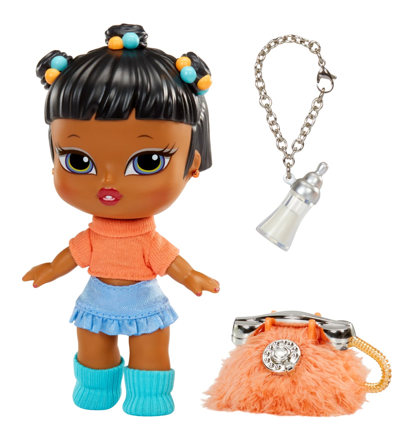 Bratz Muñeca Babyz Runwayz - Sasha - Coleccionable con Accesorios - Incluye un Collar Que Funciona como Llavero - Regalo Ideal para Niñas