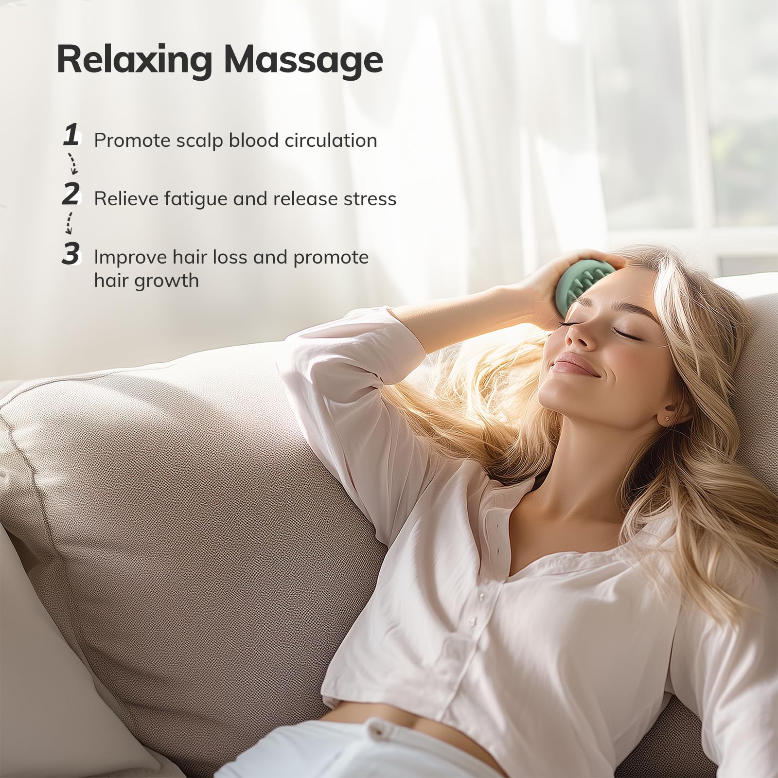 Sndyi Cepillo Champú Masajeador del Cuero Cabelludo de Silicona, Cepillo Exfoliante del Cuero Cabelludo para la Eliminación de la Caspa, Cepillo para el Crecimiento del Cabello (Verde)