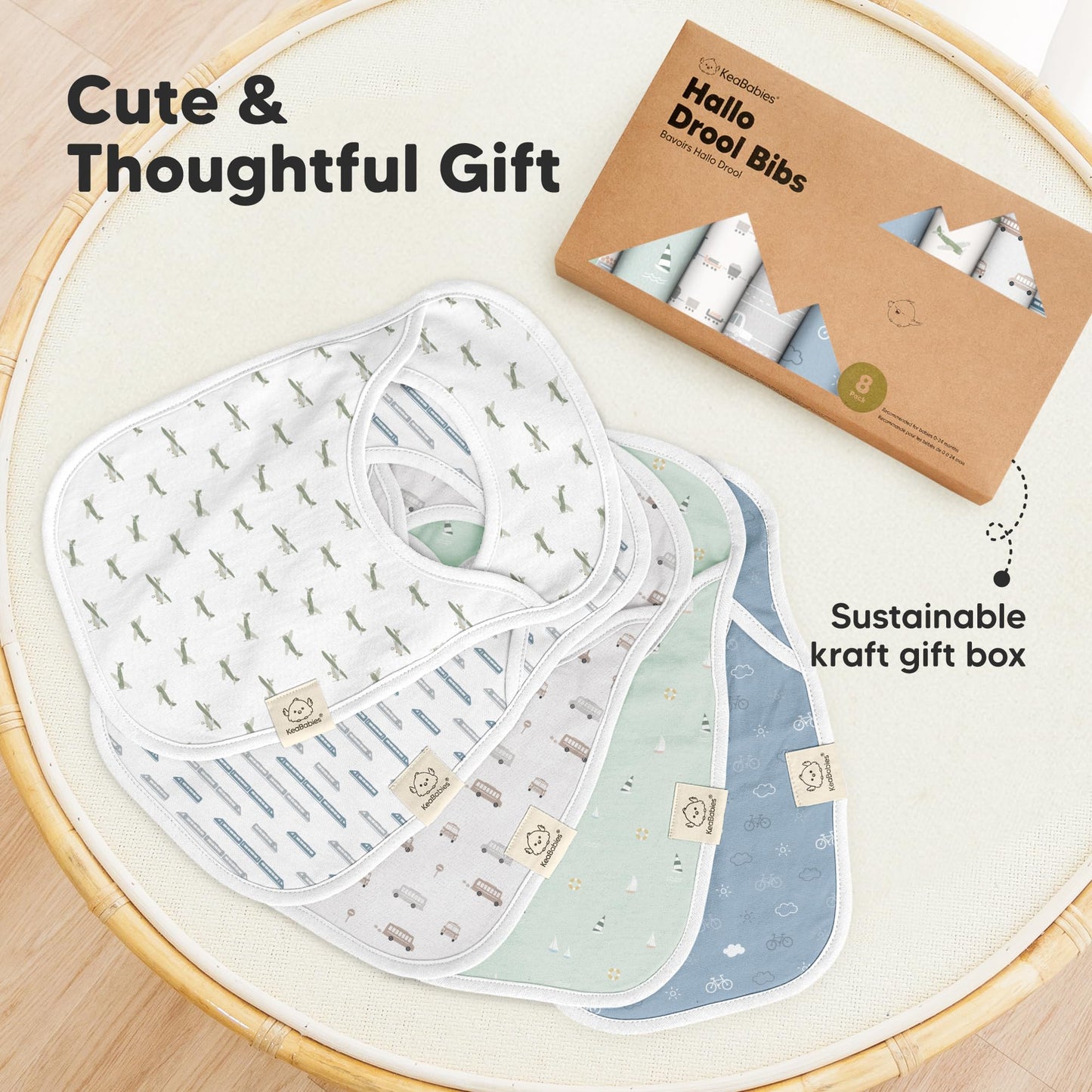 Paquete de 8 Baberos para Bebés, Niños y Niñas - Baberos de Cubierta para Baberos y Dentición para Bebé Niña y Niño Pequeño, Recién Nacido, Suaves y Absorbentes, Lindos, Gran Cobertura Mantiene al