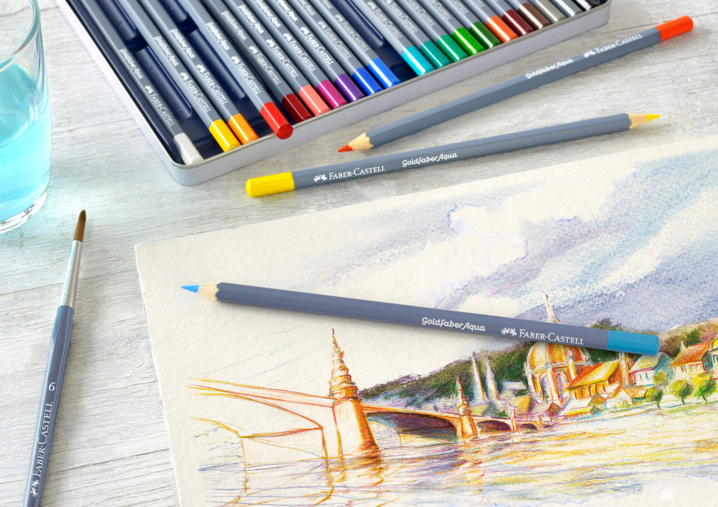 Faber-Castell Colores Goldfaber Acuarelables Para Arte con 36 Distintos Colores, estos lápices acuarelables permiten crear dibujos detallados como efectos acuarelados teniendo una experiencia creativa