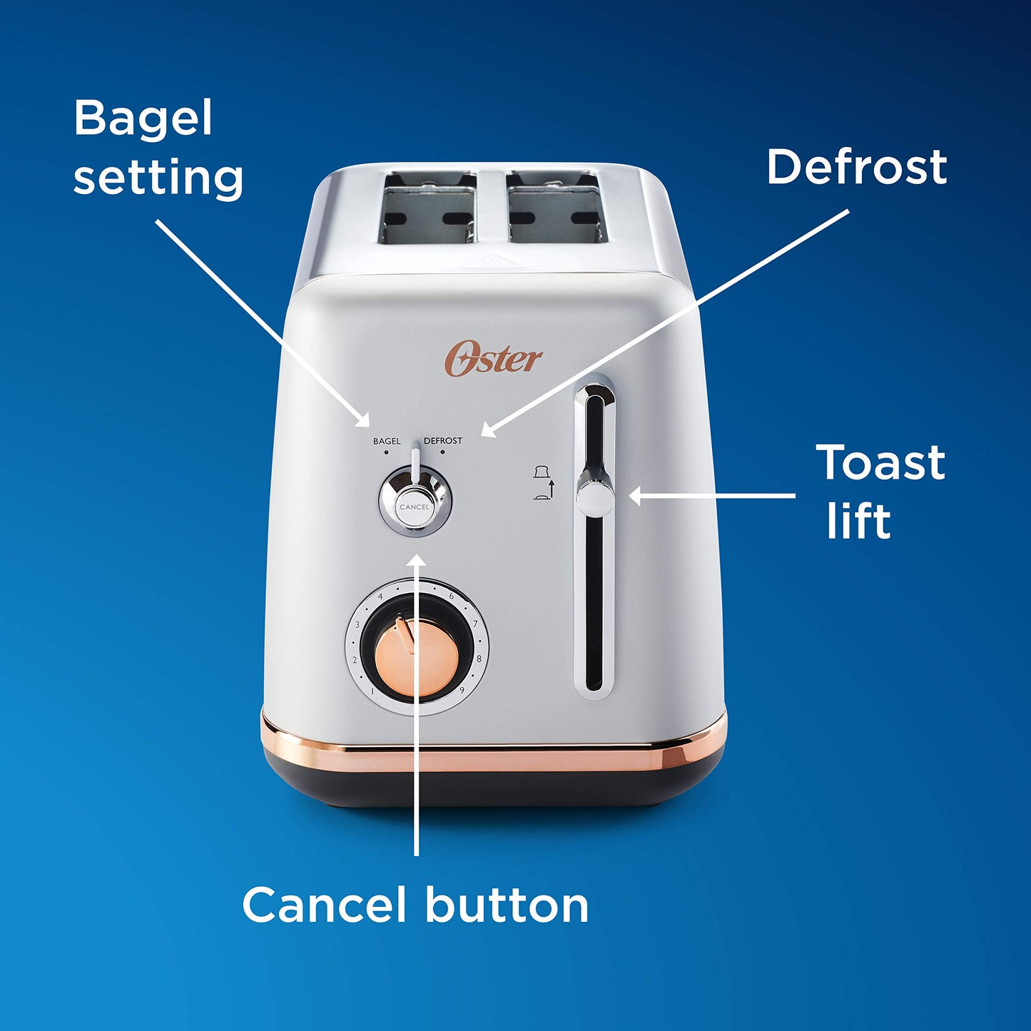 Oster 2097682 2 Slice Toaster Metropolitan Collection with Rose Gold Accents