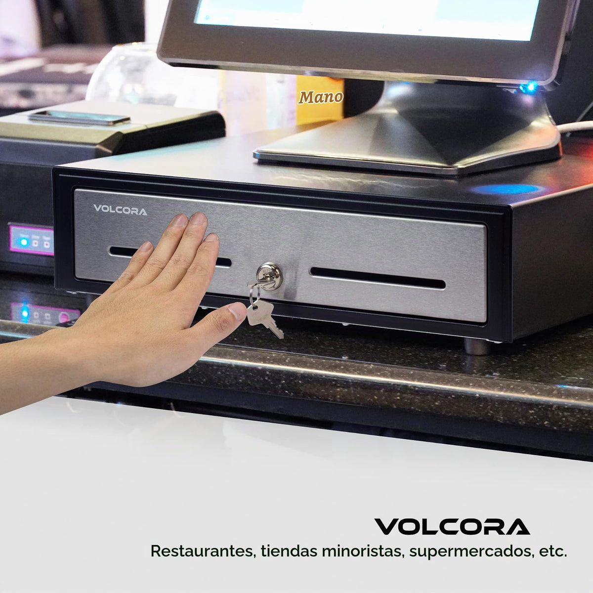 Cajón de Caja Registradora Volcora Negro Acero Inoxidable Duradero con Bandeja Extraíble para Sistema POS