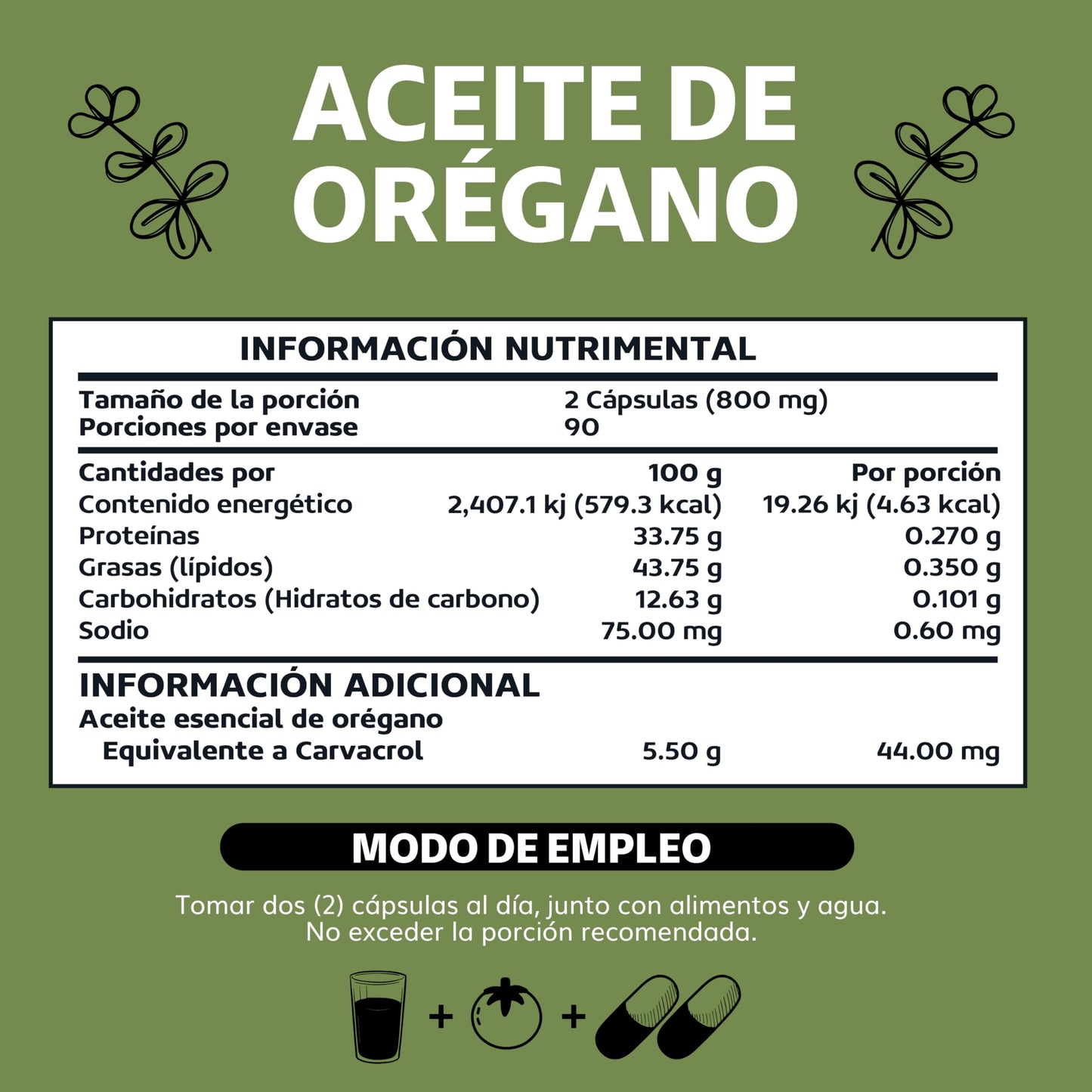 Beyond Vitamins | Aceite de Oregano Orgánico 100% Natural con 88% Carvacrol | Oil of Oregano Grado Alimenticio (180 Caps)