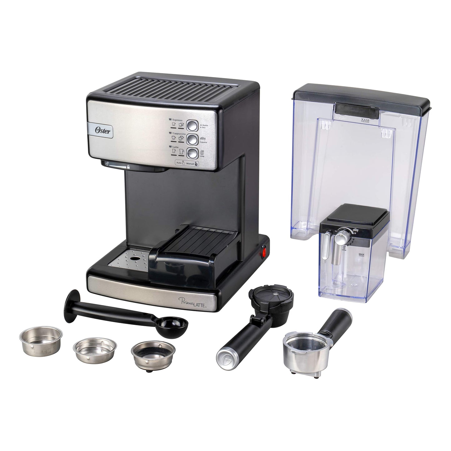 Oster® Cafetera Automática PrimaLatte™, para Espresso, Cappuccino y Latte, Plateada