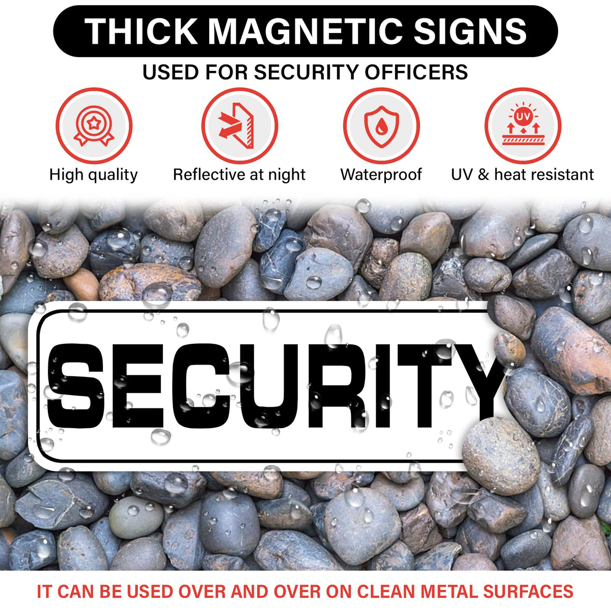 Señal Magnética Rover Patrol Security Blanca de 11 x 6 Pulgadas para Vehículos y Camiones