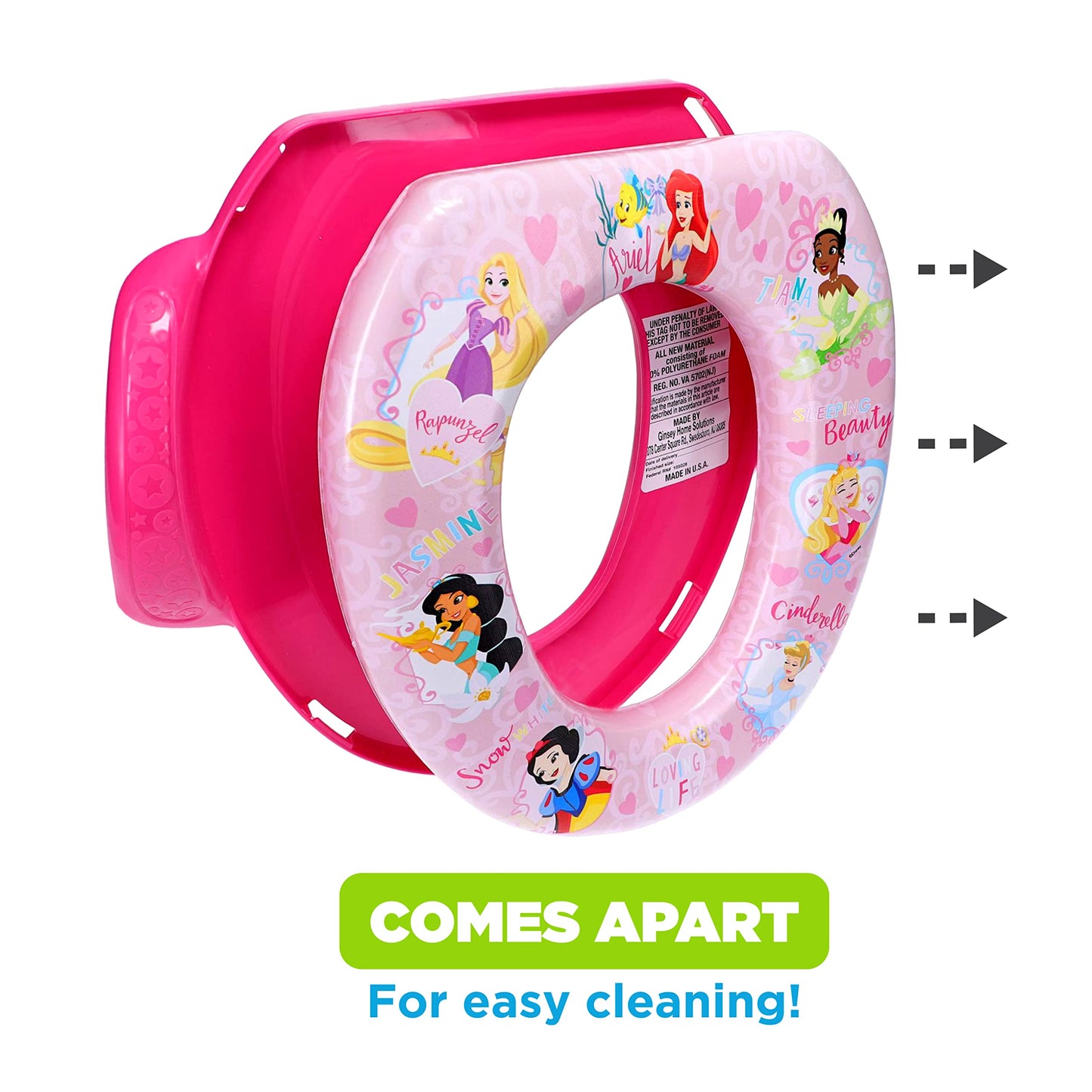 Disney Princess"Loving Life" - Asiento suave para ir al baño y al baño, cojín suave, entrenamiento para ir al baño, seguro, fácil de limpiar