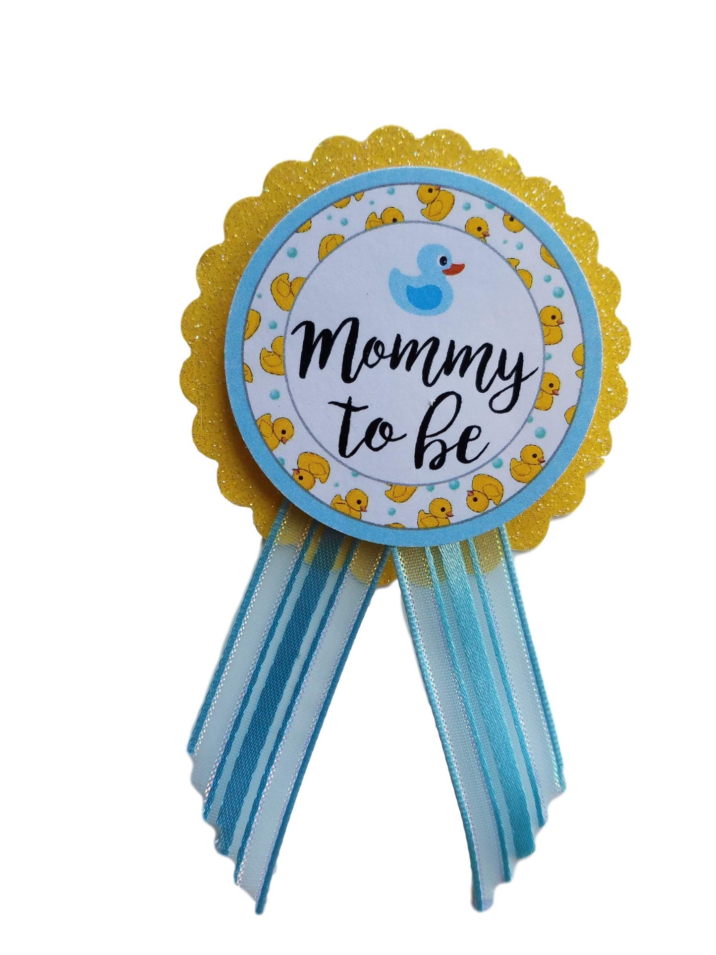 Amy's Bubbling Boutique Mommy & Daddy to Be Pin Duck Baby Shower amarillo y azul It's a Boy, Baby Sprinkle revelación de género