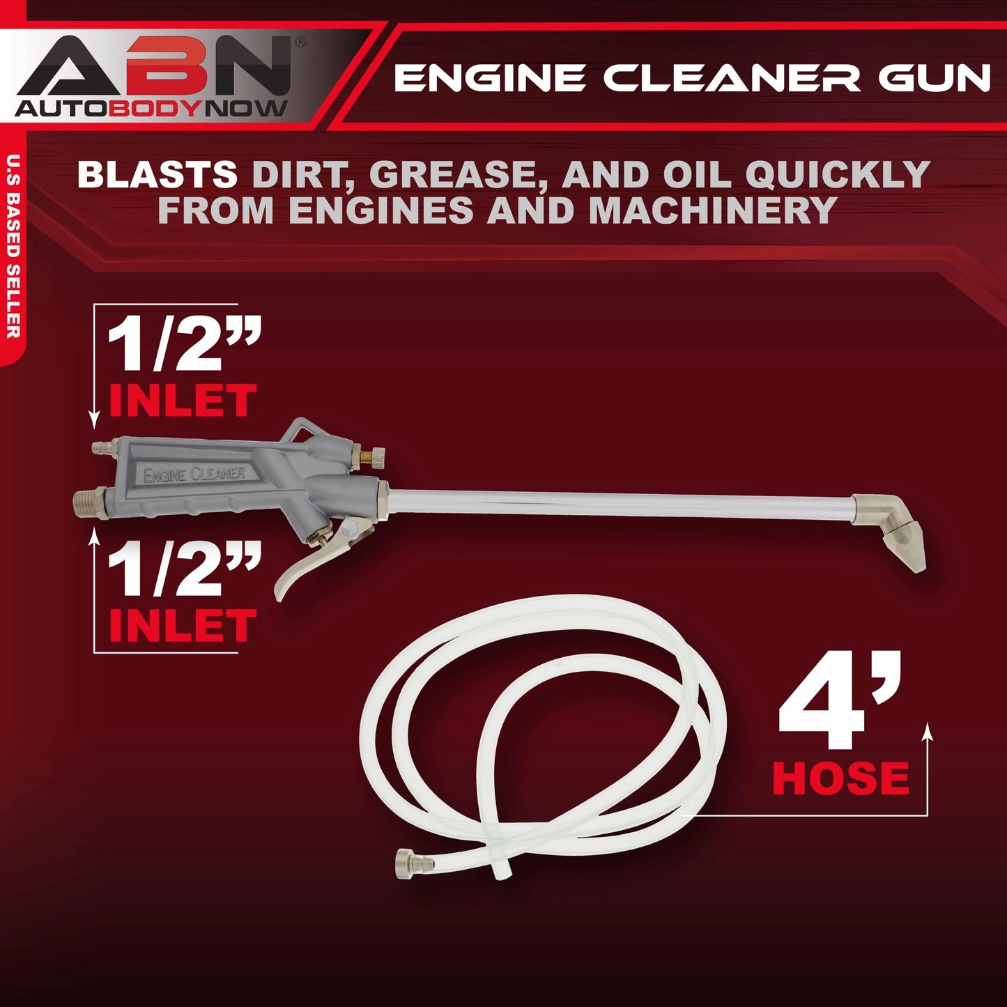 Pistola de Limpieza ABN para Motor con Manguera de Sifón de 4 Pies para Coche