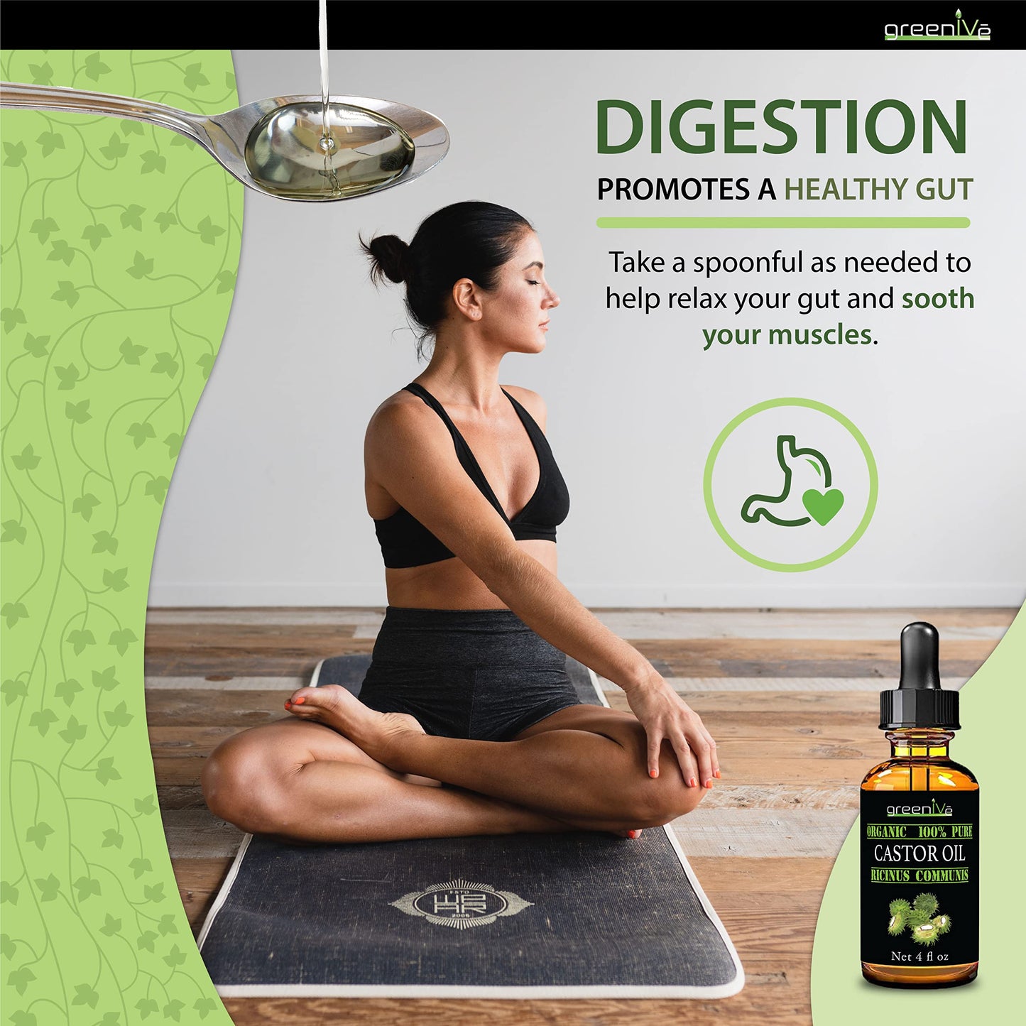 GreenIVe - 100% Pure Castor Oil - Cold Pressed - Hexane Free - Exclusively on Amazon (3790ml ( 3.8l))