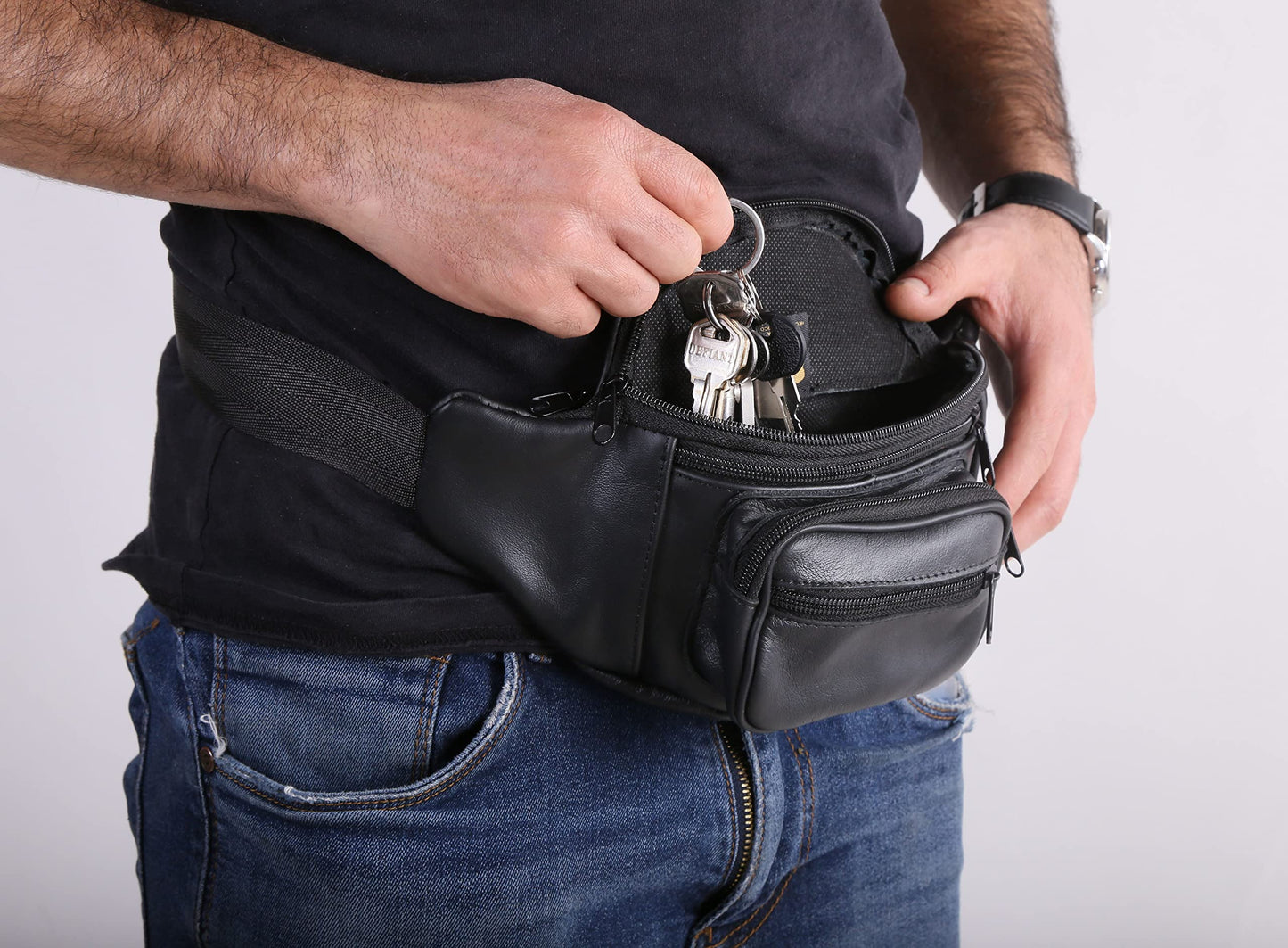 Cangurera de Viaje de Piel Original para Hombre y Mujer