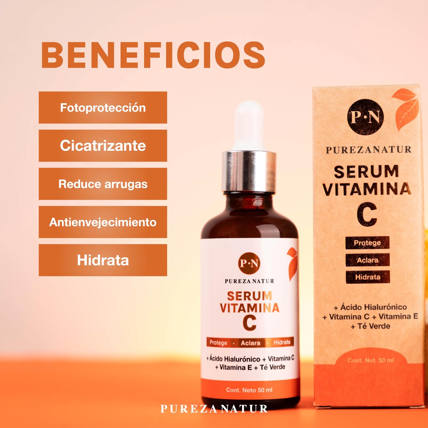 Serum Vitamina C y Ácido hialurónico facial mujer y hombre anti edad hidratante para la cara y piel