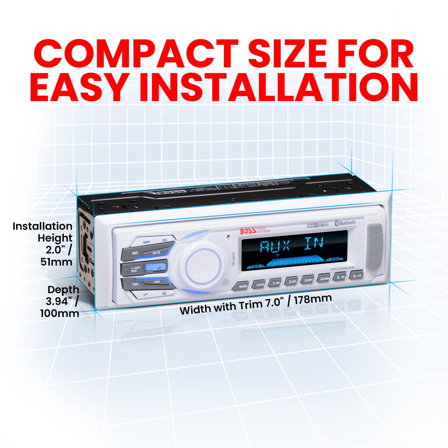 Boss Audio MR1308UAB In-Dash Single-DIN Detachable USB/SD/MP3 Player Receiver Bluetooth Streaming Bluetooth Hands-Free with Remote