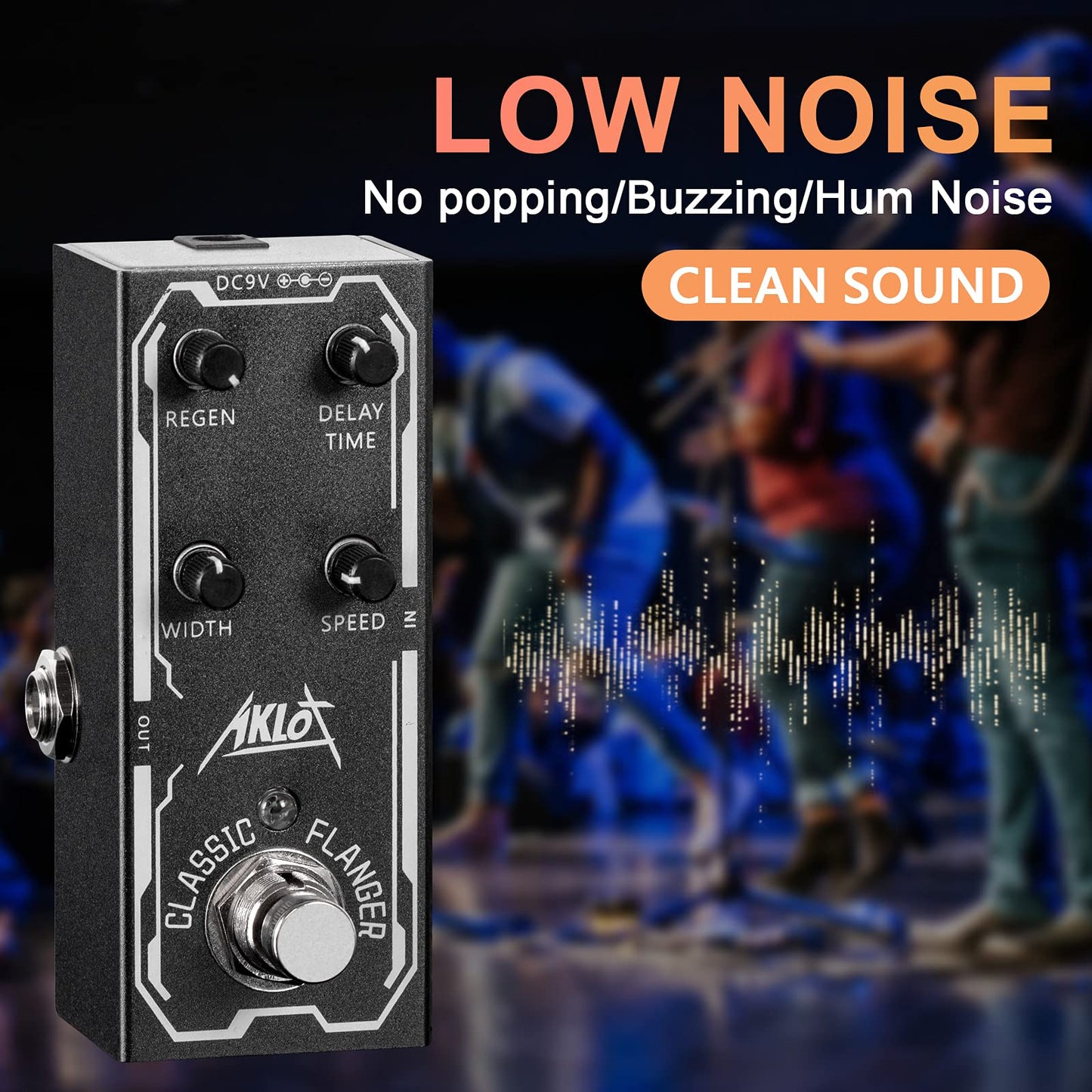 AKLOT - Pedal de guitarra de brida clásica, pedal de efectos eléctricos, mini tipo único DC 9 V True Bypass