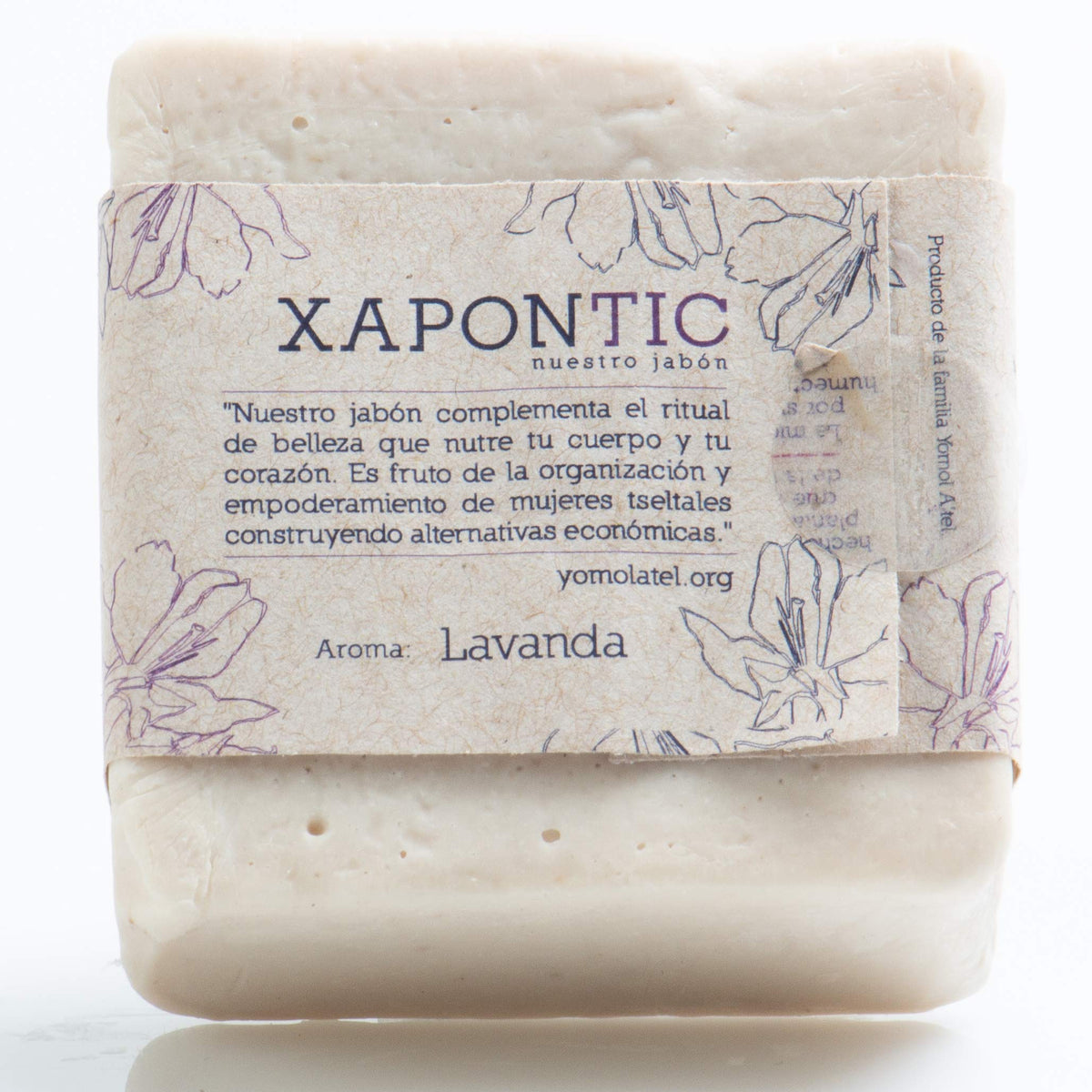 Kit Xapontic de 2 jabones artesanales (Miel-Avena y Lavanda) con bolsa bordada a mano