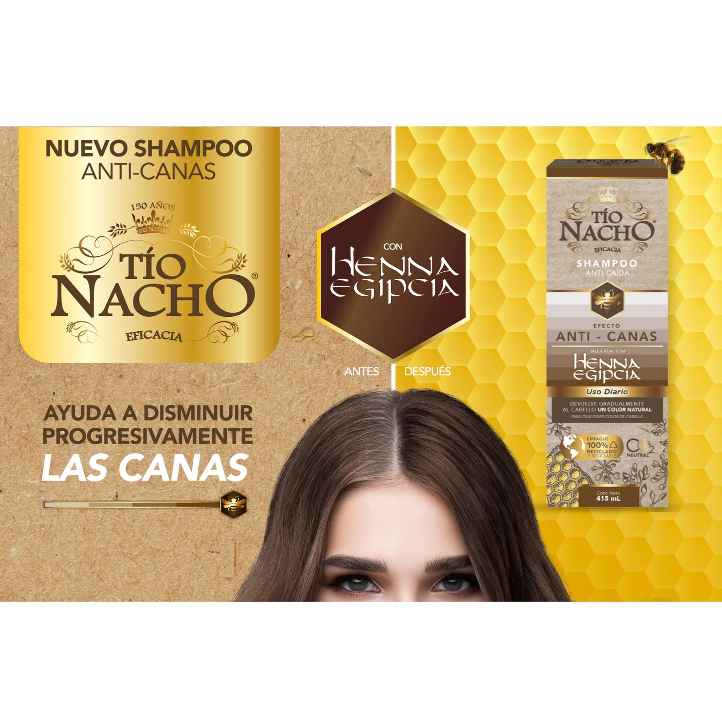 TIO NACHO Shampoo Efecto Anti-Canas 950ml | Tonaliza y Cuida tu Cabello