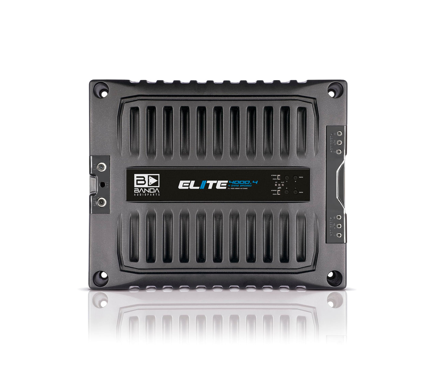 BANDA Audioparts ELITE4000.42OHMS 4 canales 1000 vatios máximo @ 2 ohmios amplificador de audio para coche con filtro de paso alto y filtro de paso bajo, negro - 4000.42OHM