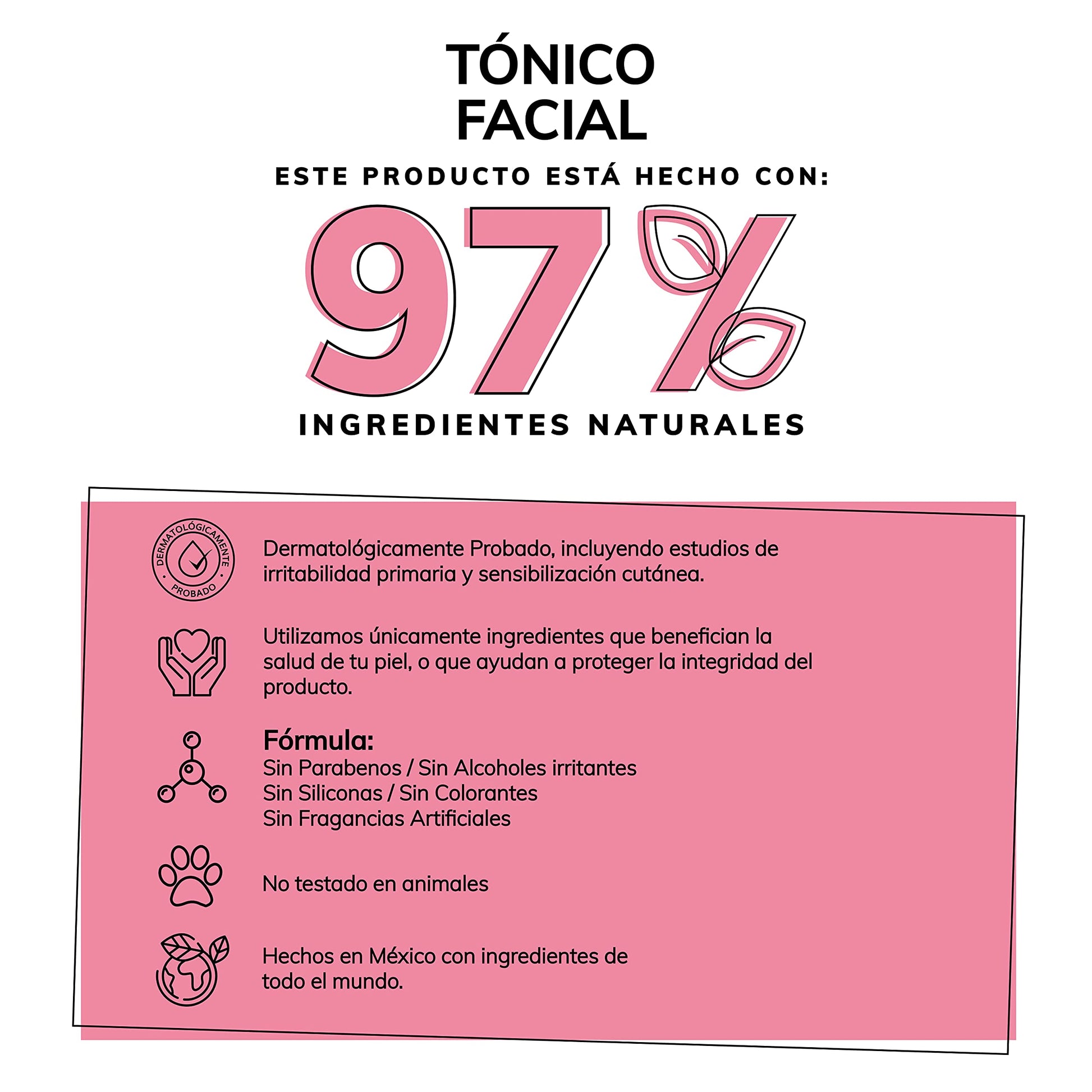 Quotidien Tónico Facial con Agua de Rosas + Vitamina B5 + Niacinamida- Sin Fragancia-Sin Alcohol Etílico-97% Ingredientes Naturales - Equilibra el PH , Limpia Sin Resecar, Suaviza e Hidrata- Mejora Tu Piel - Hidratación Facial - Ideal Para Todo Tipo de Pi