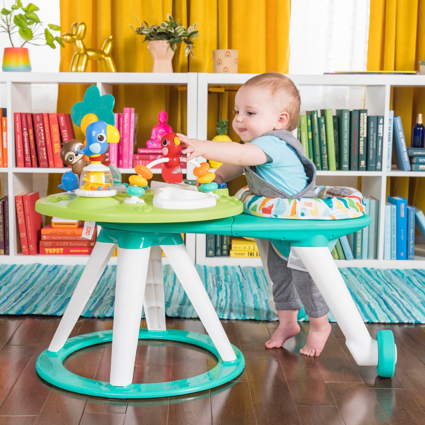 Bright Starts Around We Go - Mesa y centro de actividades 2 en 1 para caminar
