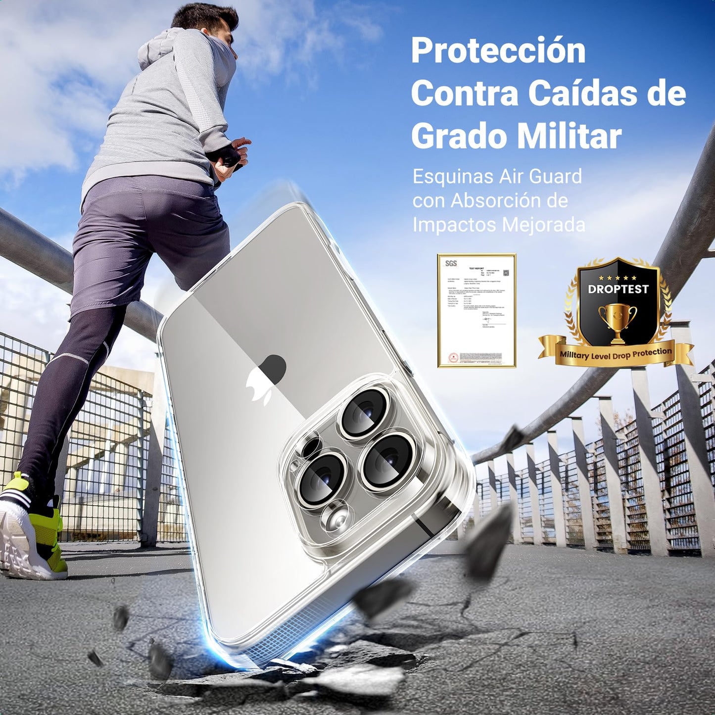 UGREEN Funda para iPhone 16 Pro, Anti-Amarillo con Protección de la Lente y contra Caídas, Case Anticaída y Antidesgaste, Carcasa 6.3", Transparente