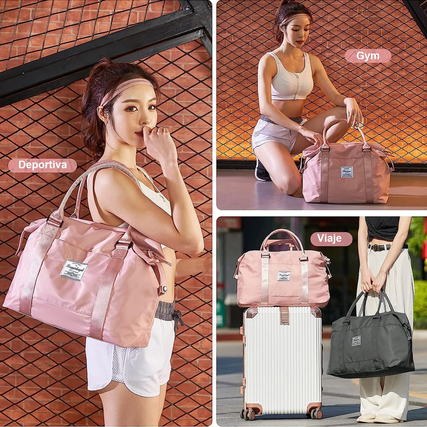 Bolsa de Viaje ZIRONG Negro con Separación Húmedo y Seco para Mujer Hombre