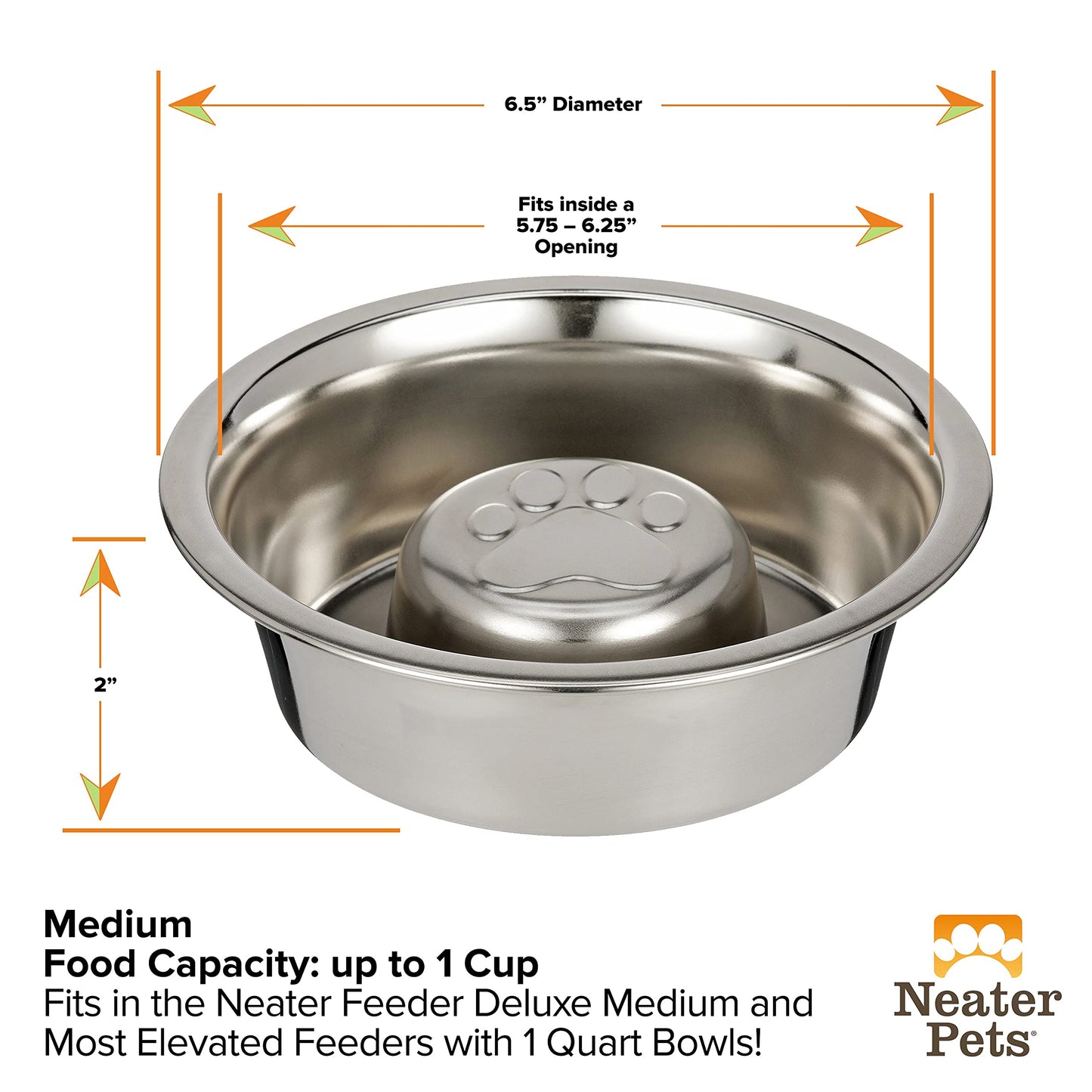 Cuenco de Alimentación Lenta Neater Pet Brands Acero Inoxidable 1 Taza