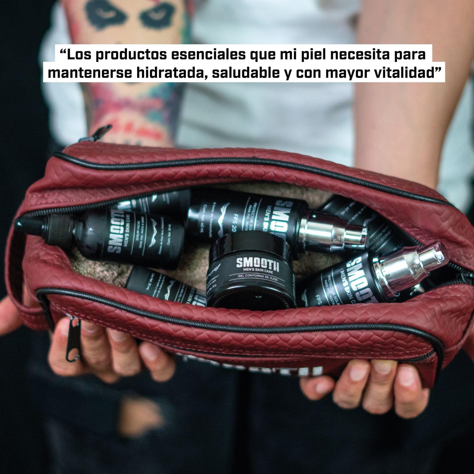 Kit de Cuidado Facial SMOOTH Para Hombre Té Verde, Hialurónato, Vitamina C, Cólageno y Tepezcohuite