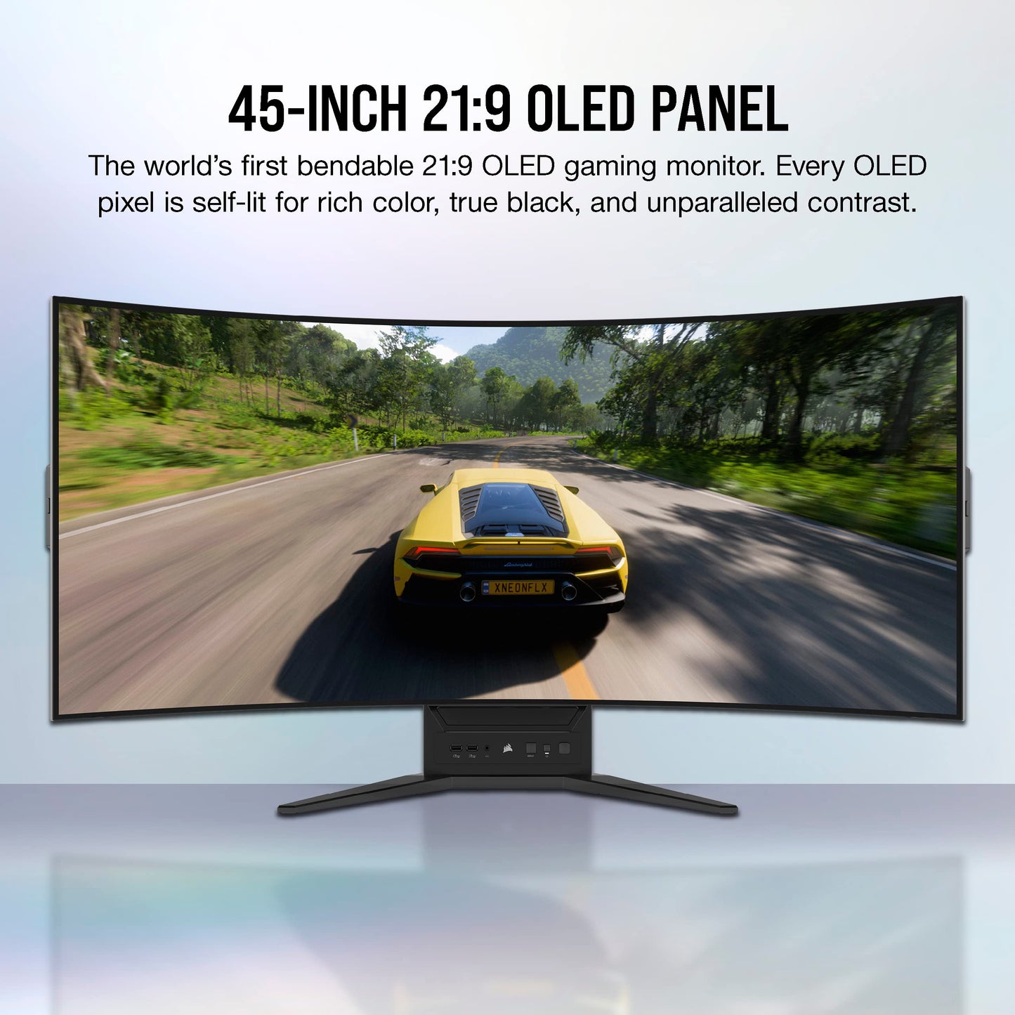 Corsair XENEON Flex 45WQHD240 OLED de 45 Pulgadas (3440 × 1440), 240 Hz, Monitor para Juegos Flexible, 240 Hz, Compatible con G-Sync, FreeSync Premium - Negro