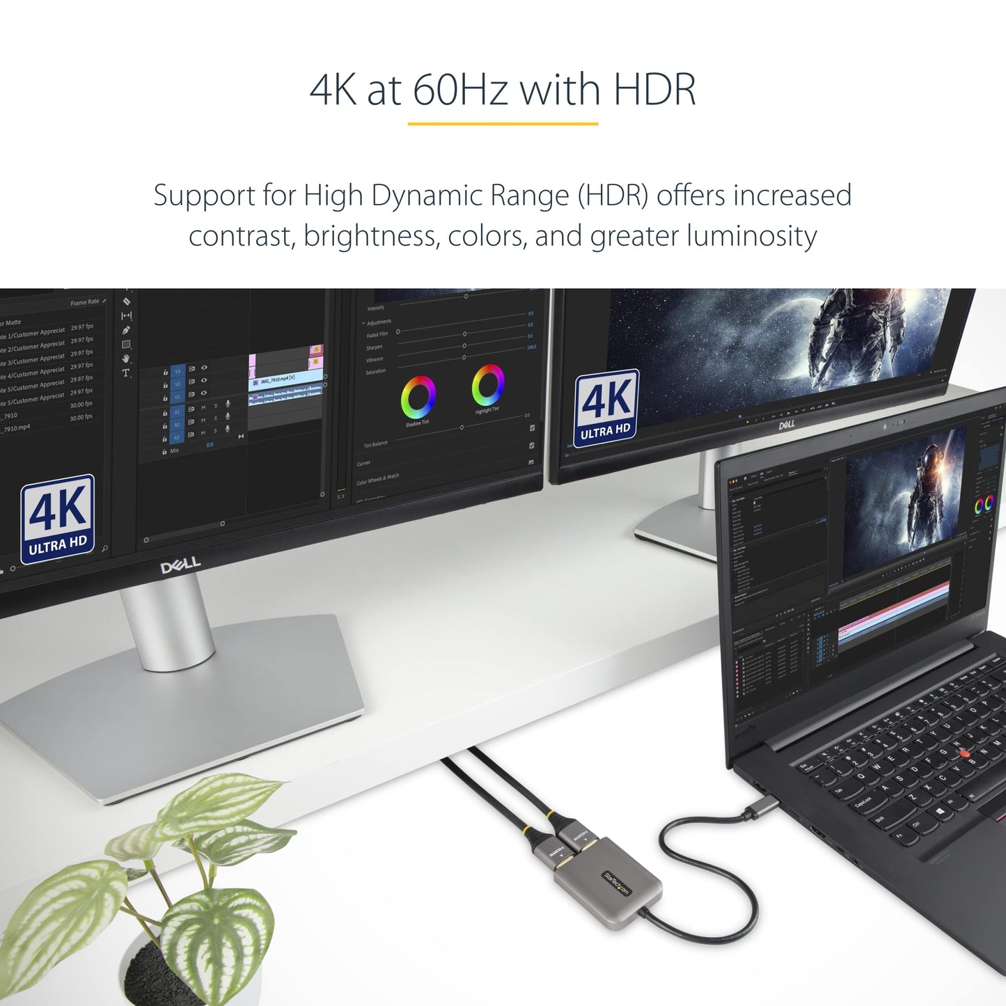 Adaptador USB-C a HDMI Dual StarTech.com Negro con Cable Extralargo Integrado para Notebook Solo Windows